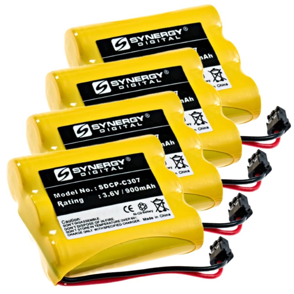 Synergy Digital Rechargeable Cordless Phone Batteries - 4-Pack Ni-CD 3.6V 900mAh Replacement for Panasonic KX-TC9568 (Model SDCP-C307) - Perfect for Home, Office & Business Phone Systems