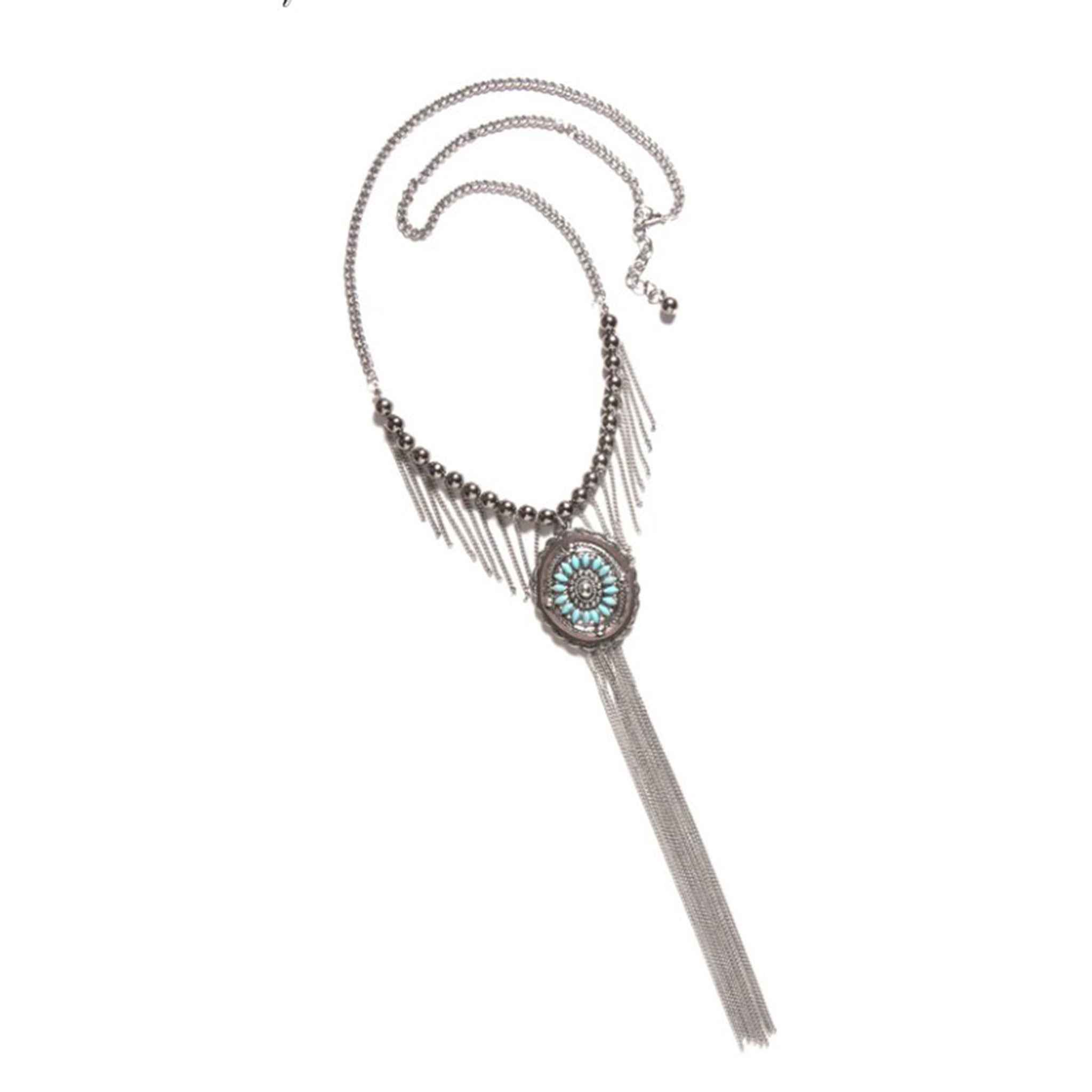 And West Silver Concho Tassel Necklace - Western Boho Jewelry for Women | Handmade Sterling Silver Statement Necklace | Perfect for Music Festivals, Boho Outfits & Layered Jewelry Looks