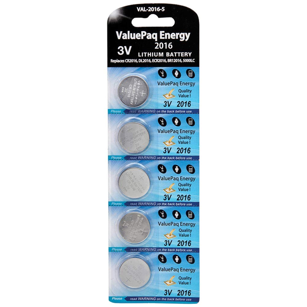 Dantona VAL-2016-5 ValuePaq 2016 Lithium Coin Cell Batteries 5-Pack - Long Lasting Power for Watches, Calculators & Key Fobs - Fresh Stock