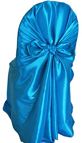 Elegant Satin Universal Self-Folding Chair Covers with Tie Back - 25 Pack Firozi Blue for Wedding, Banquet, Birthday Party Decorations - Perfect for Indoor & Outdoor Events, Bridal Showers, and Special Occasions