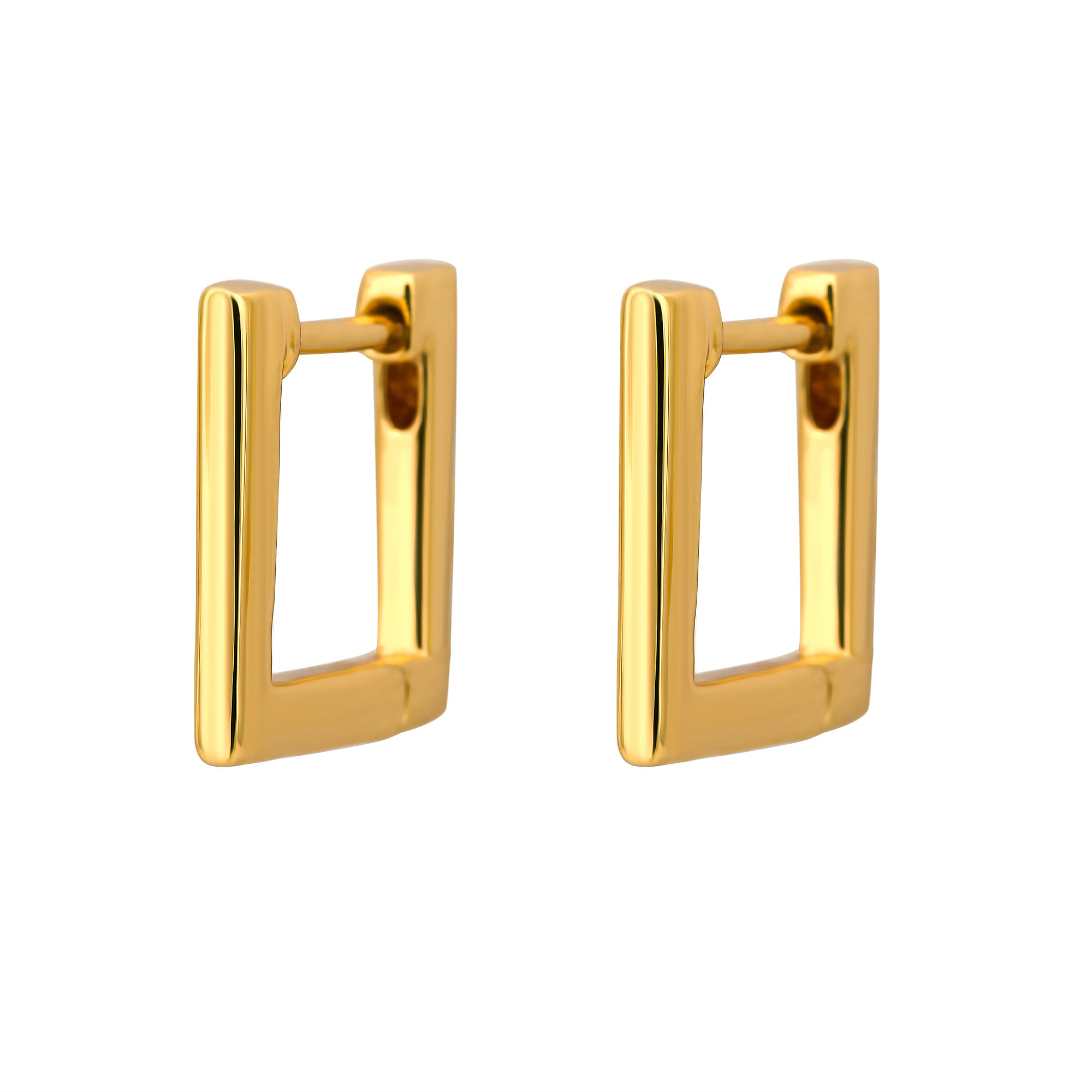 Premium Deco Square Huggies Gold Earrings - Elegant & Hypoallergenic Jewelry for Women | Perfect for Parties, Weddings & Everyday Wear
