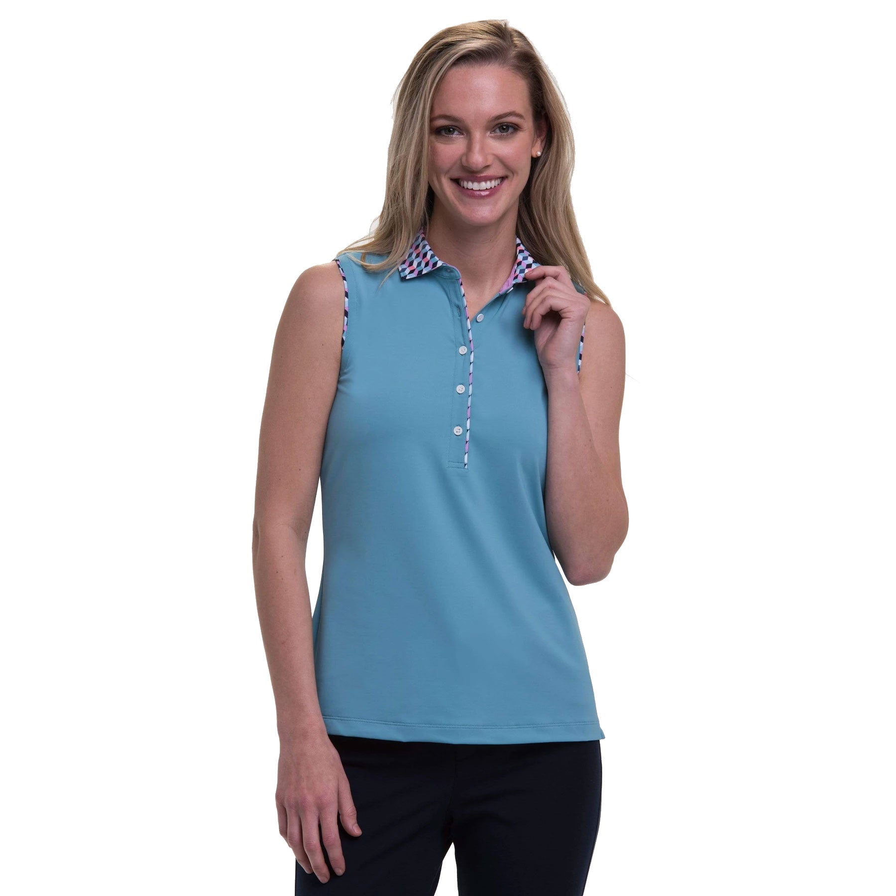 Fairway & Greene Emily Veridian Women's Sleeveless Golf Polo Shirt - Moisture-Wicking, UV Protection & Breathable for Summer Golfing & Outdoor Activities