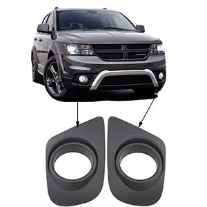 Set of 2 Left & Right Fog Light Bezels for 2011-2018 Dodge Journey - Replacement for 68088687AB, 68088686AB, CH1038148, CH1039148 - Perfect for Foggy Weather & Night Driving
