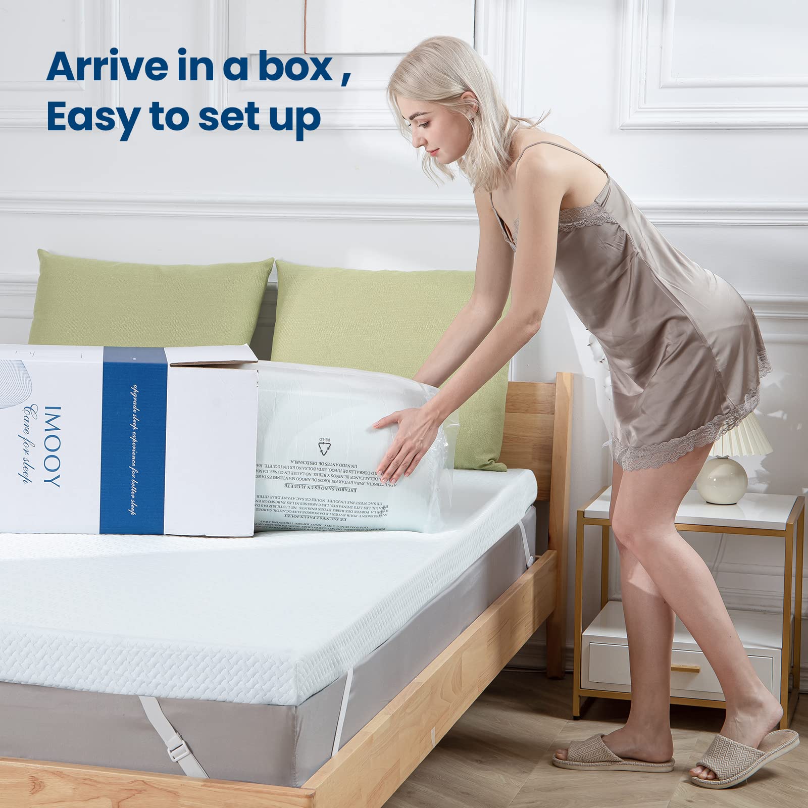 IMOOY 3 Inch Cooling Gel Memory Foam Mattress Topper King Size - High Density Ventilated Mattress Pad with Removable Bamboo Cover for Pressure Relief & Back Pain - Perfect for Hot Sleepers, Guest Beds & Dorm Rooms - 10 Year Warranty