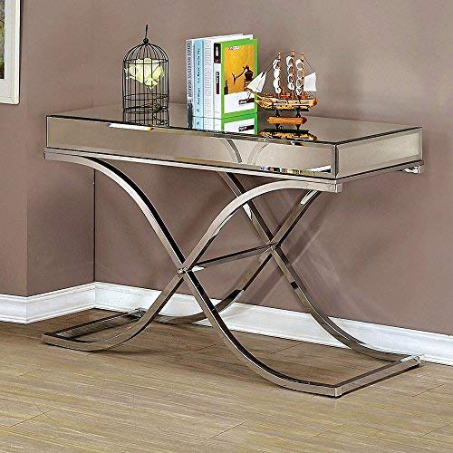 Furniture of America Luxy Mirror Panel End Table - Chrome Finish | Modern Accent Table for Living Room, Bedroom & Entryway Decor