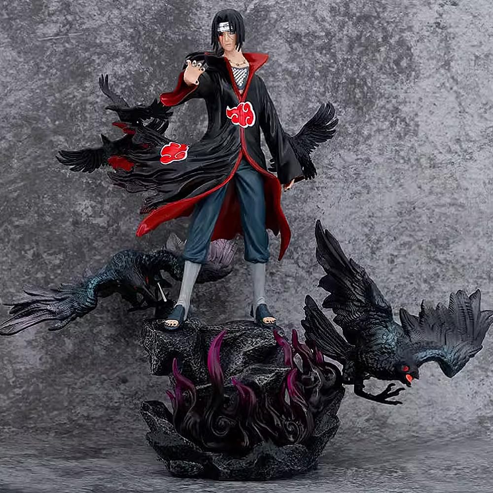 1/6 Scale Itachi Uchiha Akatsuki Action Figure with LED Lights - 17 Inch Anime Statue Collectible Model, Perfect for Naruto Fans & Gift Giving | Home Display, Office Decor, Anime Collection