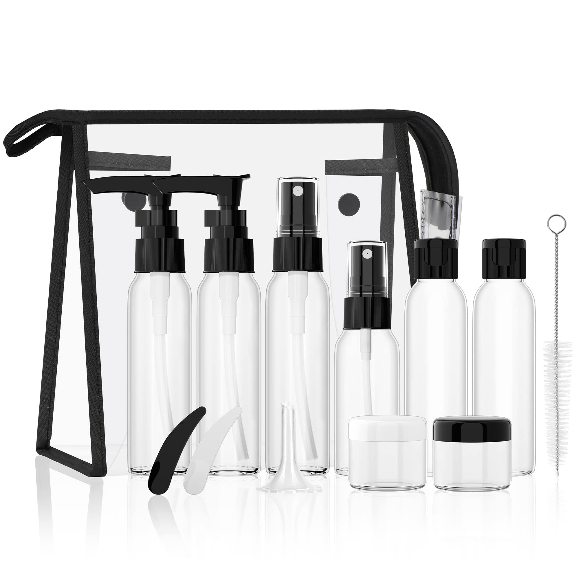 Morfone TSA Approved Travel Bottles Kit - Leak Proof Refillable Toiletry Containers for Shampoo, Conditioner & Lotion | Portable Cosmetic Travel Essentials with Toiletry Bag | Perfect for Airplane Carry-On, Gym, Camping & Vacation Trips