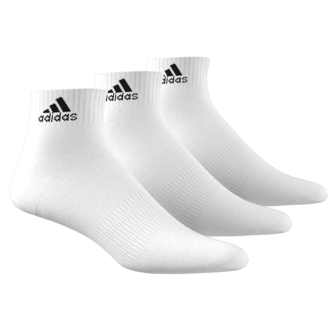 Adidas Thin & Light Ankle Socks - 3 Pack (White/Black) | Breathable Athletic Socks for Running, Gym & Everyday Wear