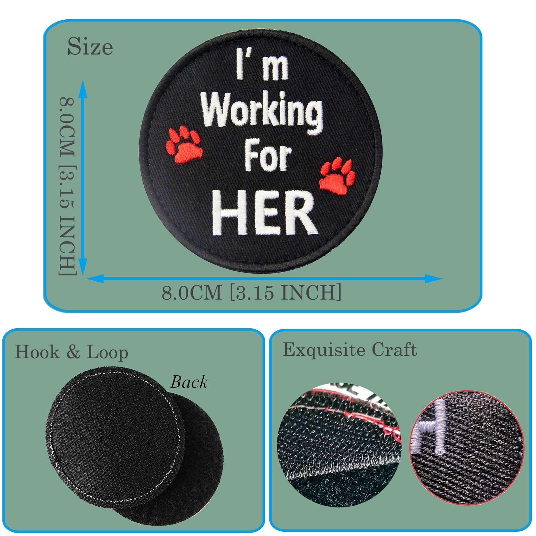 Service Dog Embroidered Patch - Hook & Loop Embroidered Emblem for Tactical Vests, Collars & Harnesses | Durable Working Dog Identification Badge for Training, Public Access & Service Animal Recognition