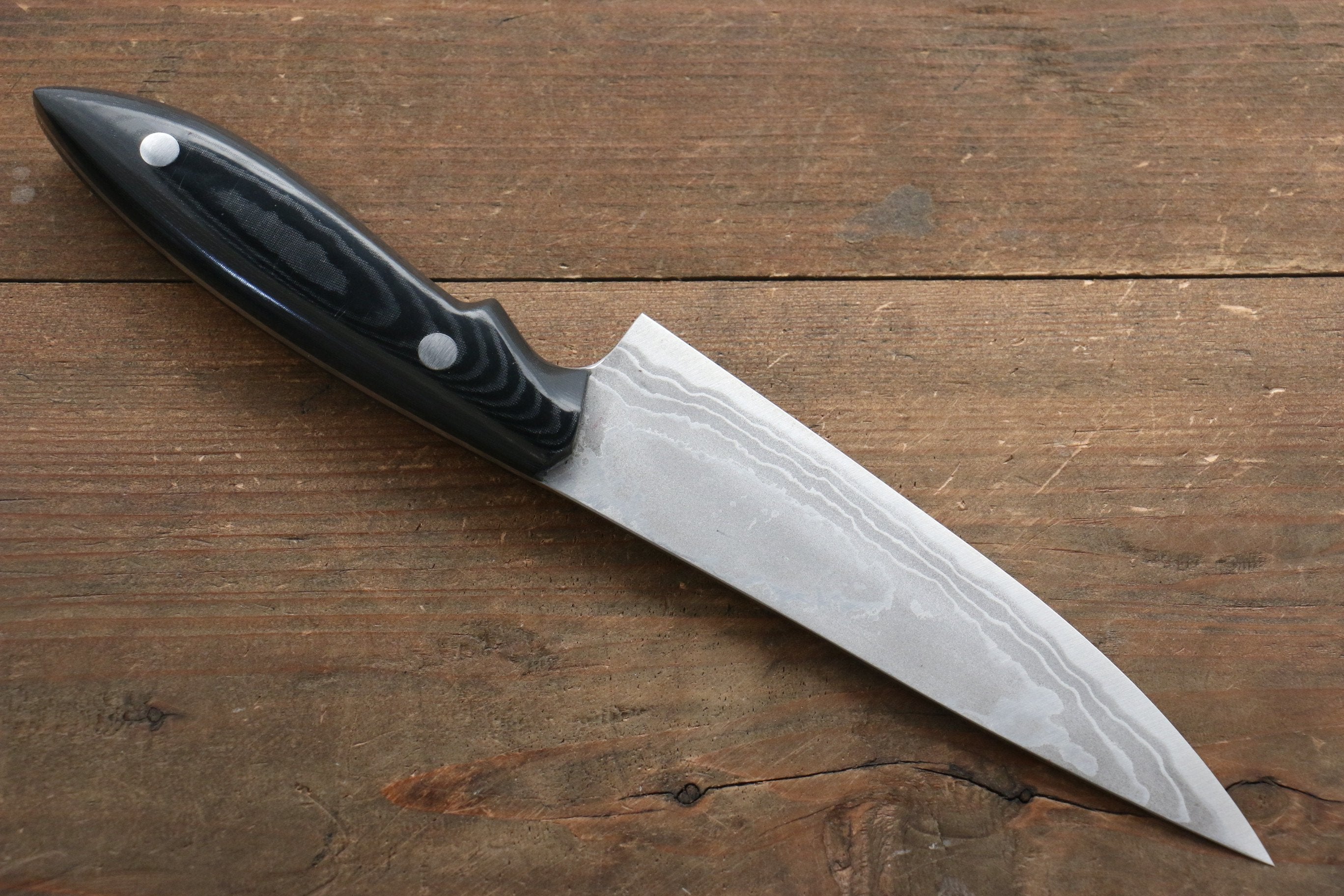 Premium Kazuo Nomura White Steel No.2 Damascus Gyuto Knife 150mm - Japanese Chef Knife with Micarta Handle - Perfect for Slicing, Dicing & Precision Cutting in Professional Kitchens & Home Cooking