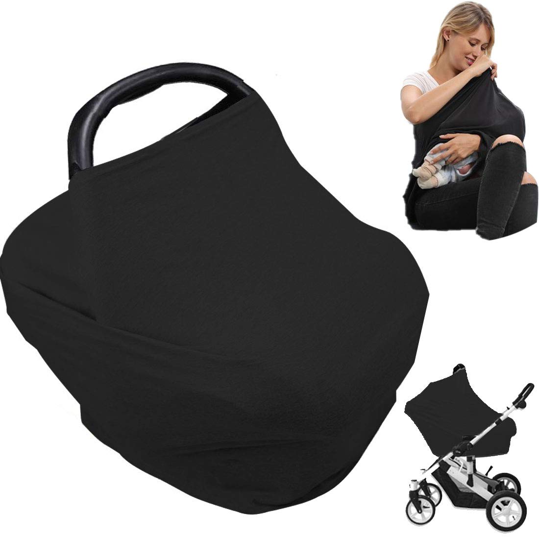 Breathable Nursing Cover for Baby Breastfeeding - Newborn Essentials Car Seat Canopy with Privacy Shield - Perfect Baby Shower Gift & Registry Must-Have for New Moms (Use for Nursing, Car Rides & Outdoor Activities)