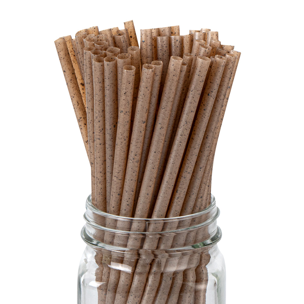 Eco-Friendly Compostable Brown PLA Plastic & Coffee Ground Straws - 8 1/4 Inch, 100 Count Box - Perfect for Restaurants, Cafes, and Sustainable Home Use