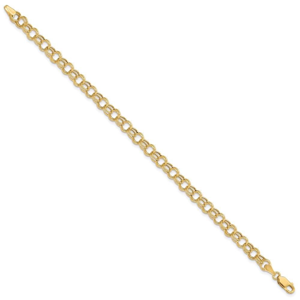 10k Yellow Gold Hollow Double Link Charm Bracelet for Women - Elegant & Durable Jewelry Gift for Birthday, Anniversary & Special Occasions