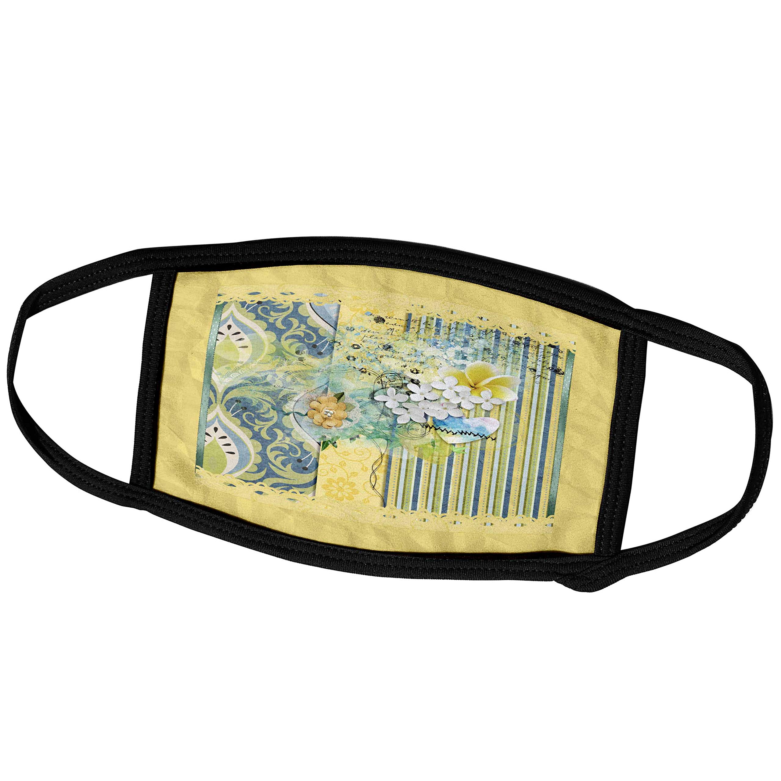 3D Printed Yellow Orange Blue Green Floral Striped Face Masks - Reusable Washable Fabric Mask for Women & Men - Perfect for Outdoor Activities, Travel, and Daily Protection