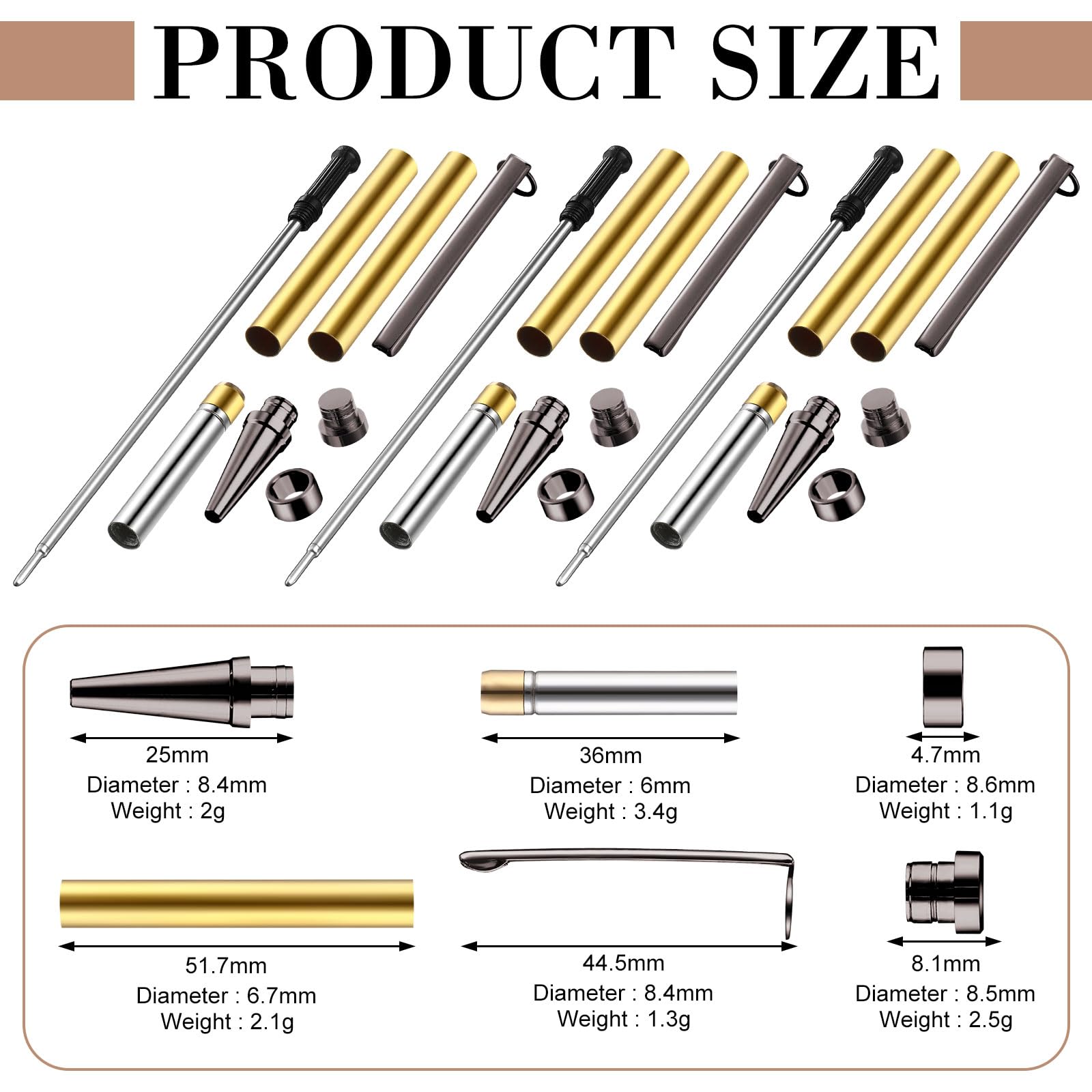 60 Pcs 7mm Slimline Woodturning Pen Kits with Refills - DIY Copper Pen Making Kit for Woodworking, Handcrafted Gifts (Black) | Perfect for Woodturning Projects, Pen Making Crafts & Unique Gift Ideas