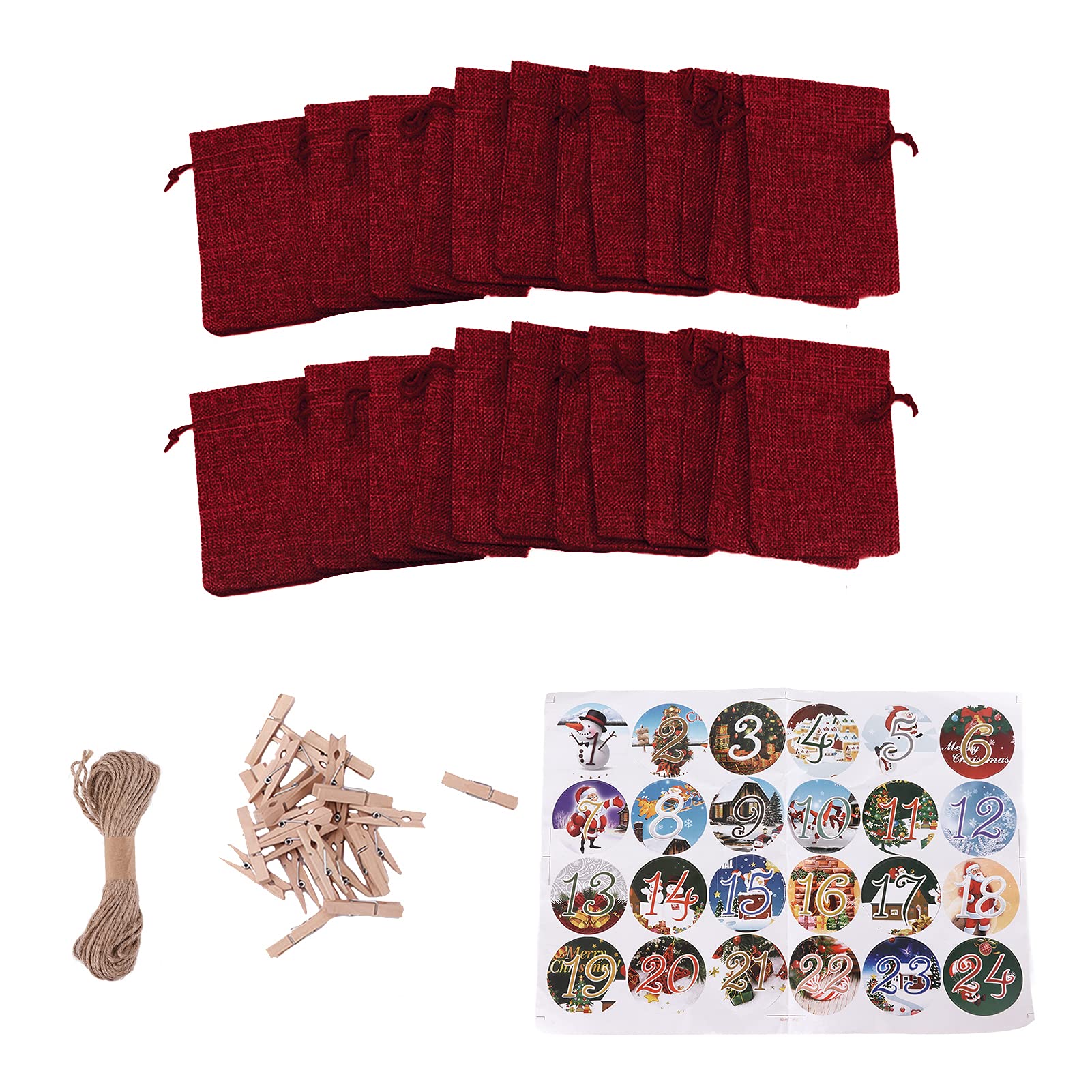 Christmas Drawstring Gift Bags with Clips - 24PCS Hanging Holiday Party Favor Bags for Christmas, Birthday, Wedding - Perfect for Stocking Stuffers, Party Decorations & Gift Wrapping