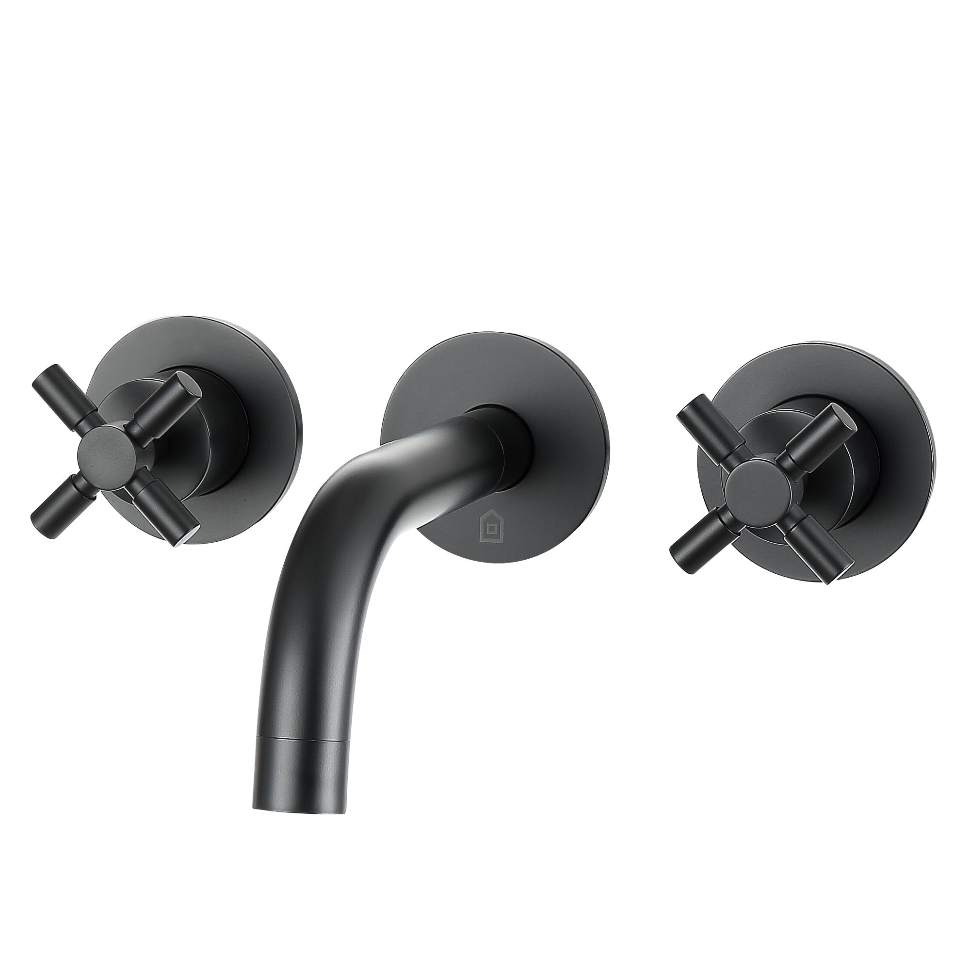 Ancona Prima Matte Black Two Handle Wall Mounted Bathroom Faucet - Modern Waterfall Spout for Bathroom Sink, Vanity, Powder Room & Guest Bath Installation