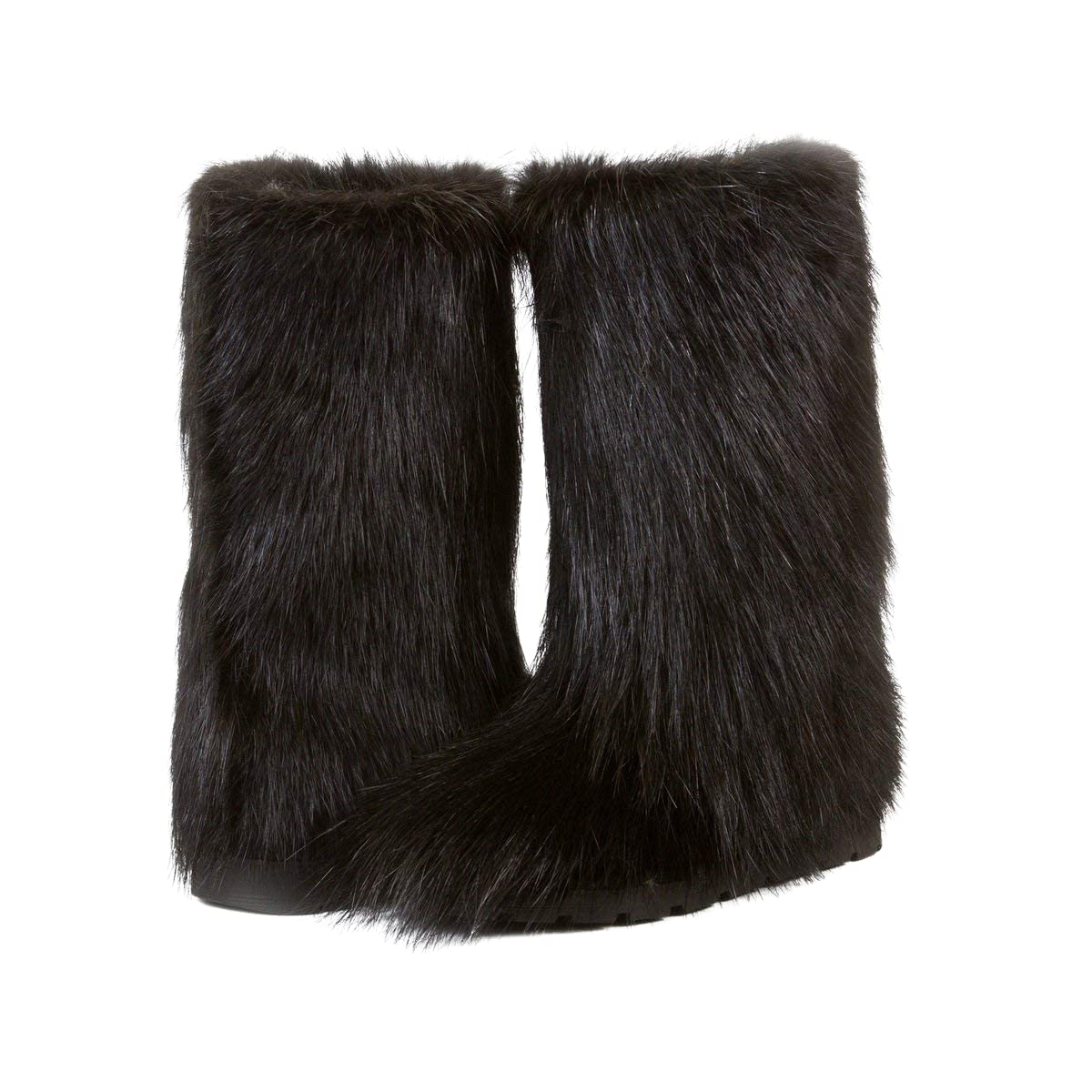 Women's Black Fur Mukluk Boots - Warm Yeti Style Winter Snow Boots with Long Nutria Fur - Perfect for Cold Weather & Outdoor Adventures
