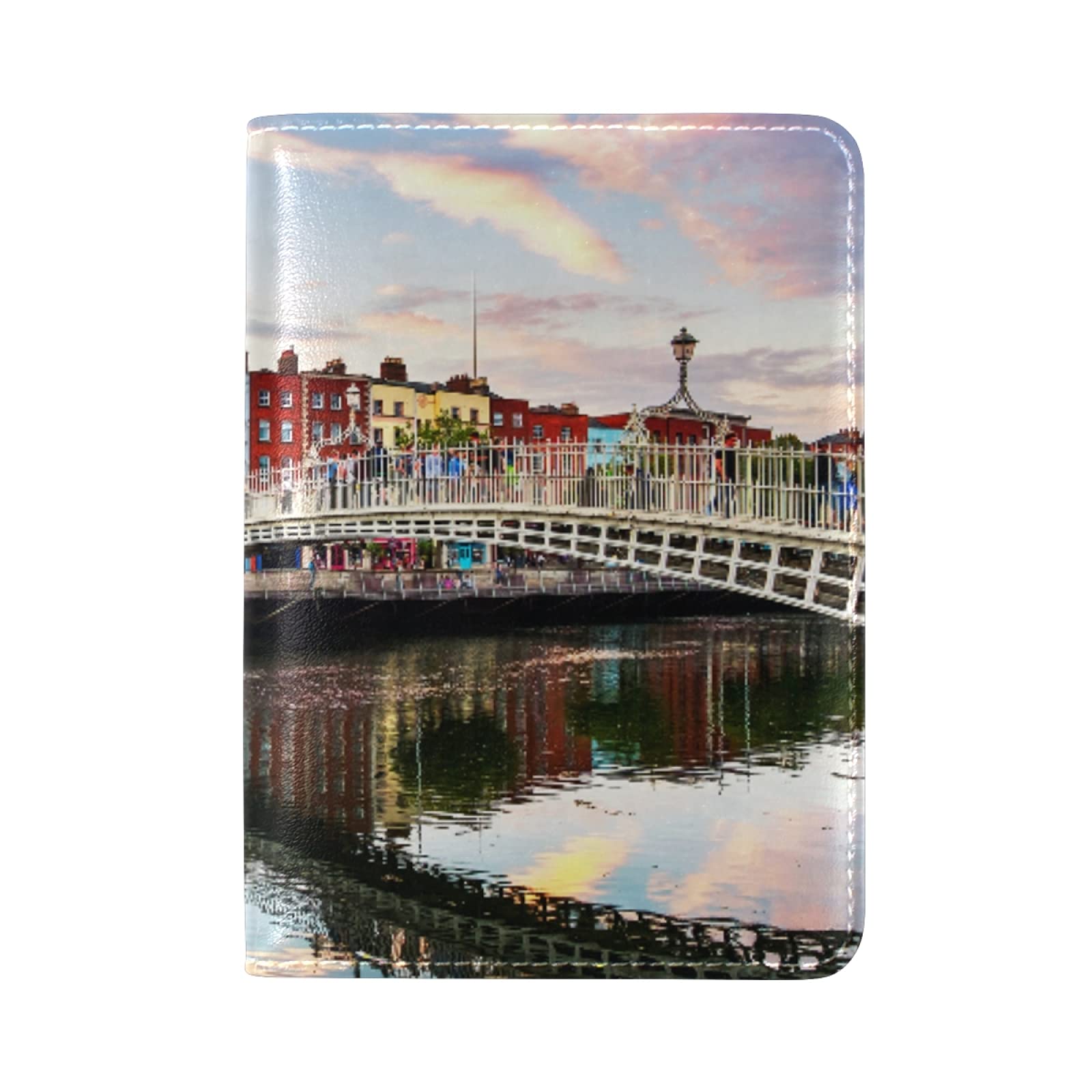 Genuine Leather Passport Cover - Dublin Ha Penny Bridge Design for Travel