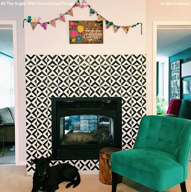All The Angles Moroccan Wall Stencil Kit - DIY Home Decor Painting Template for Living Room, Bedroom & Nursery - Geometric Arabesque Design for Walls, Furniture & Crafts