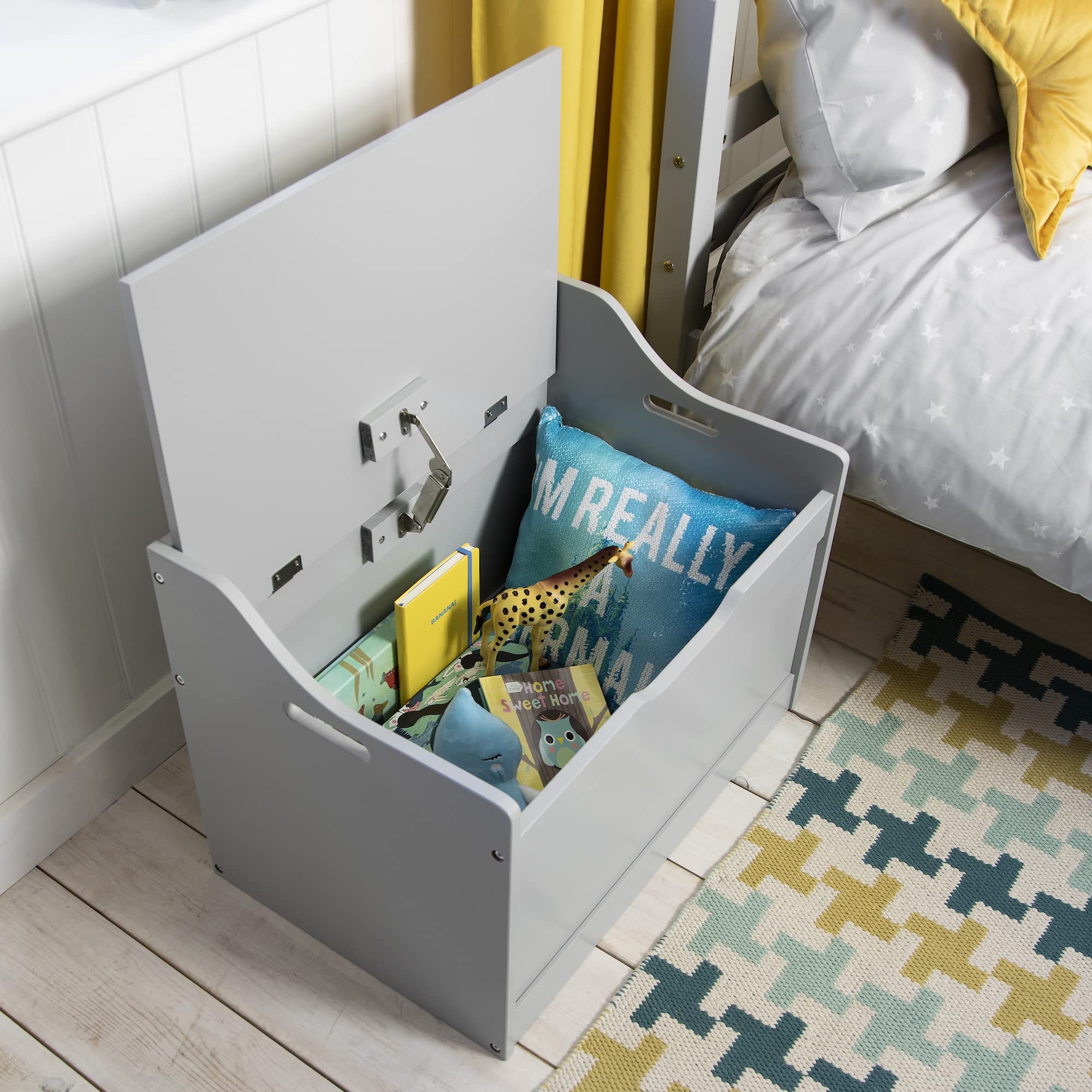 Noa and Nani Lola Toy Storage Organizer - Silk Grey Kids Toy Box with Lid, Nursery & Playroom Organization Solution for Toys, Books & Clothes