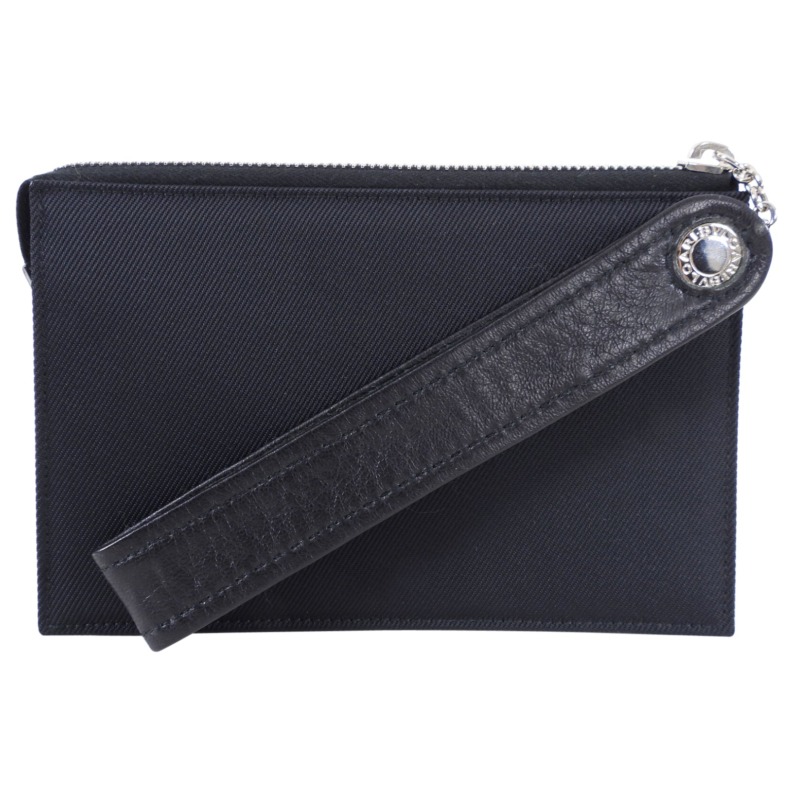 Bulgari Black Nylon Small Travel Cosmetic Wristlet Pouch - Luxury Makeup Bag for Women, Perfect for Travel & Everyday Use
