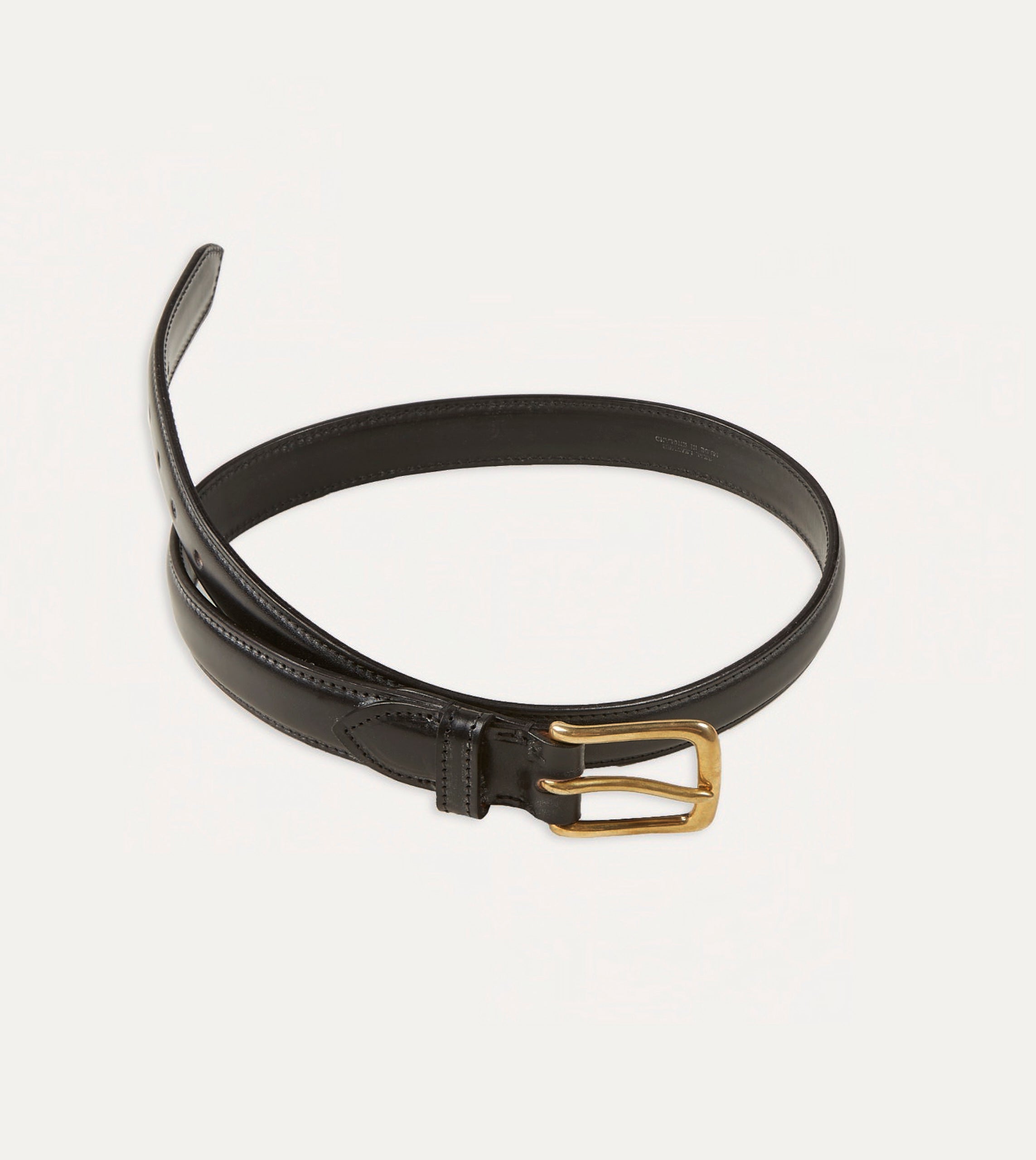 Premium Black Bridle Leather Belt - Genuine Leather, Brass Buckle - Perfect for Formal Wear, Business Attire & Everyday Use