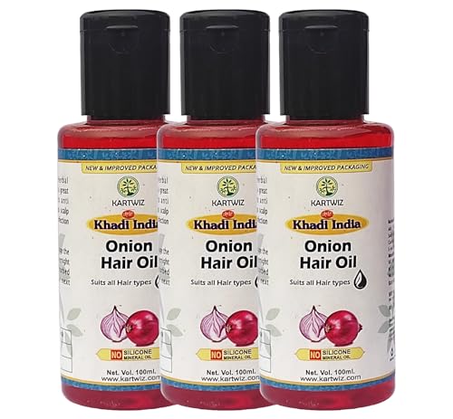 Kartwiz Onion Hair Oil for Hair Growth & Scalp Care - 100% Natural Pure Hair Treatment to Reduce Hair Fall & Nourish Roots - Suitable for All Hair Types - 100ml (Pack of 3) | Perfect for Daily Hair Care Routine & Damaged Hair Repair