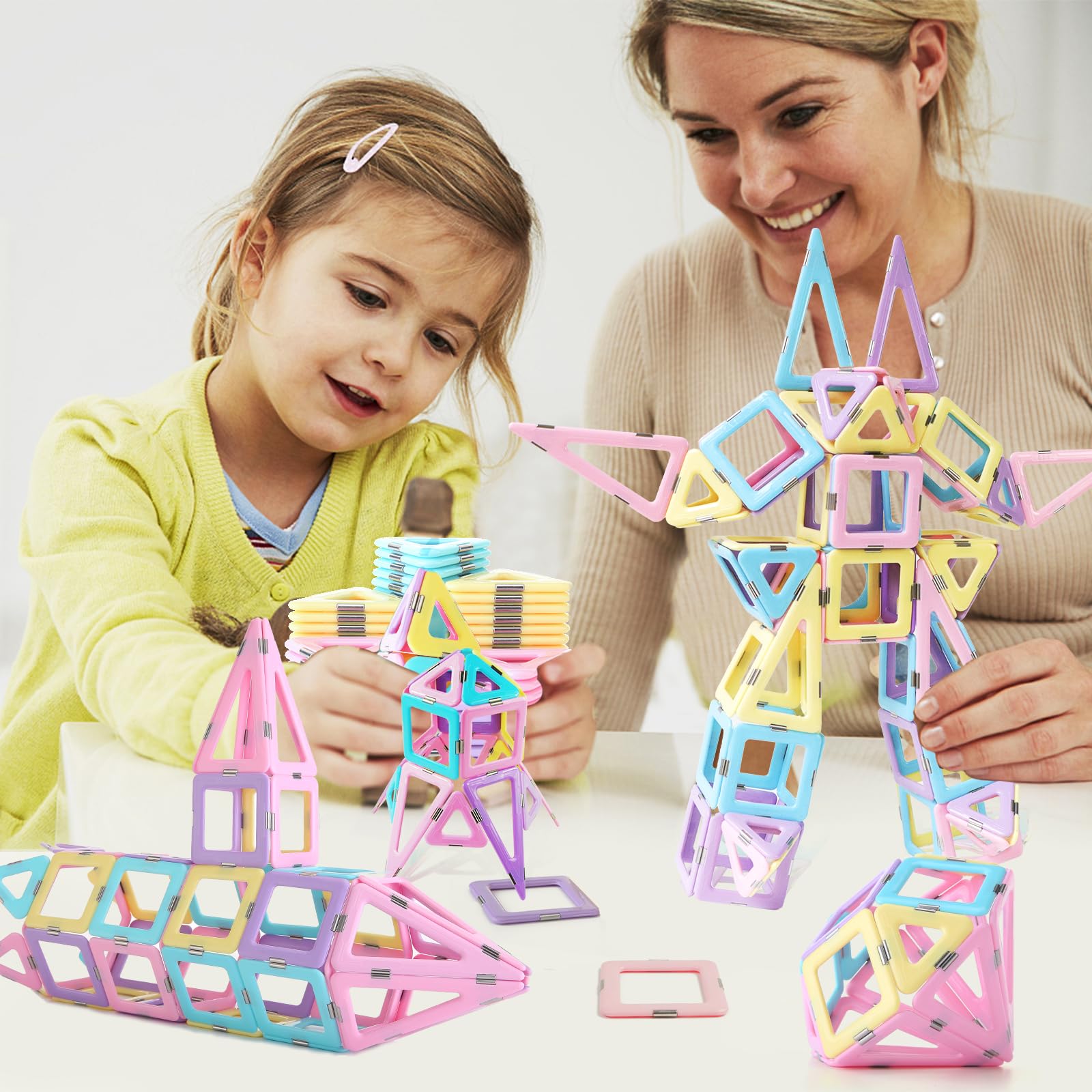 80pcs Magnetic Building Blocks Set - STEM Educational Toys for Kids Ages 3-7, Creative 3D Construction Kit with Stacking Tiles | Montessori Learning Toys for Boys & Girls | Perfect for Classroom, Birthday Gifts & Indoor Playtime