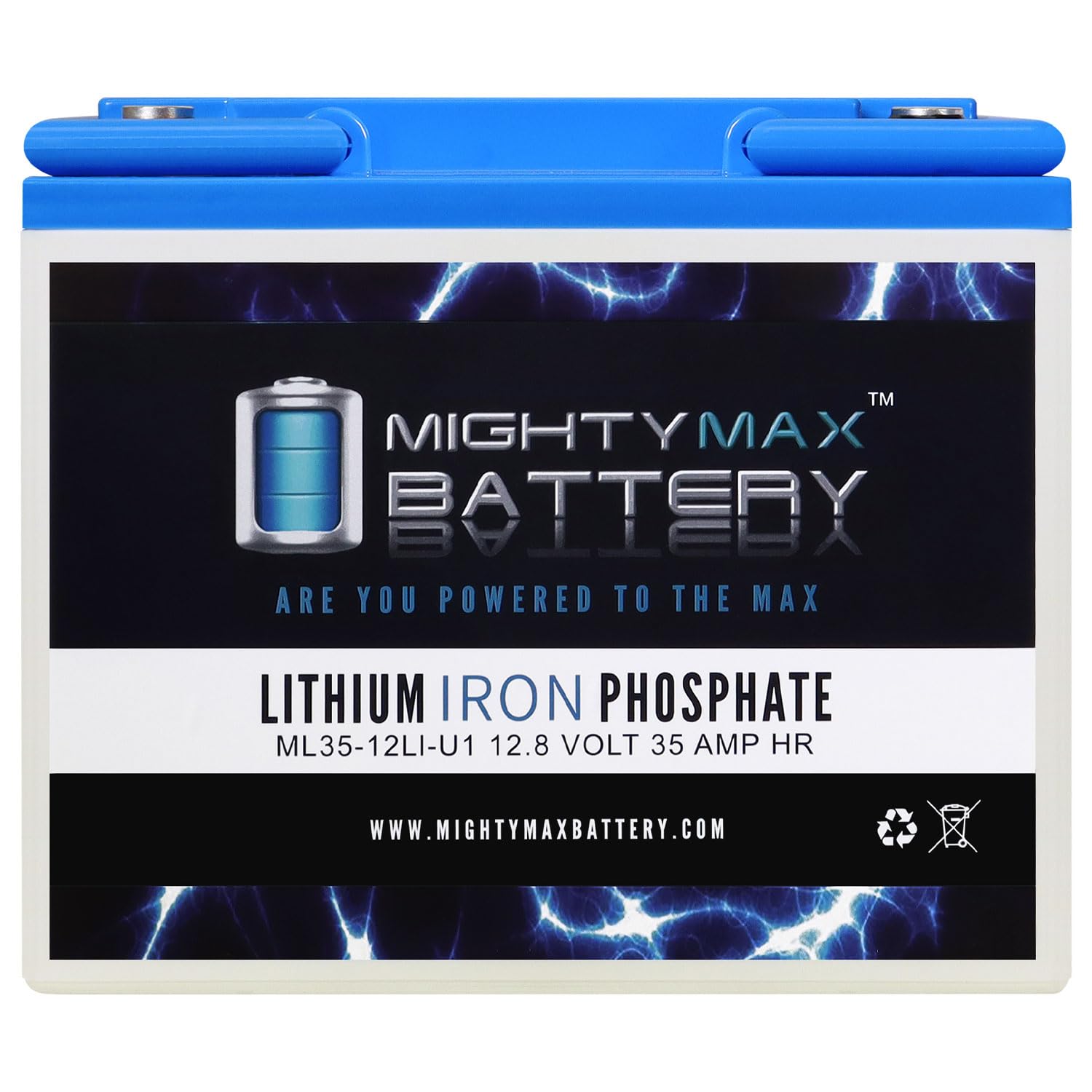 Mighty Max 12V 35AH U1 Lithium Battery Replacement for Encore 600B 450 - Perfect for Golf Carts, Solar Systems & Power Wheels
