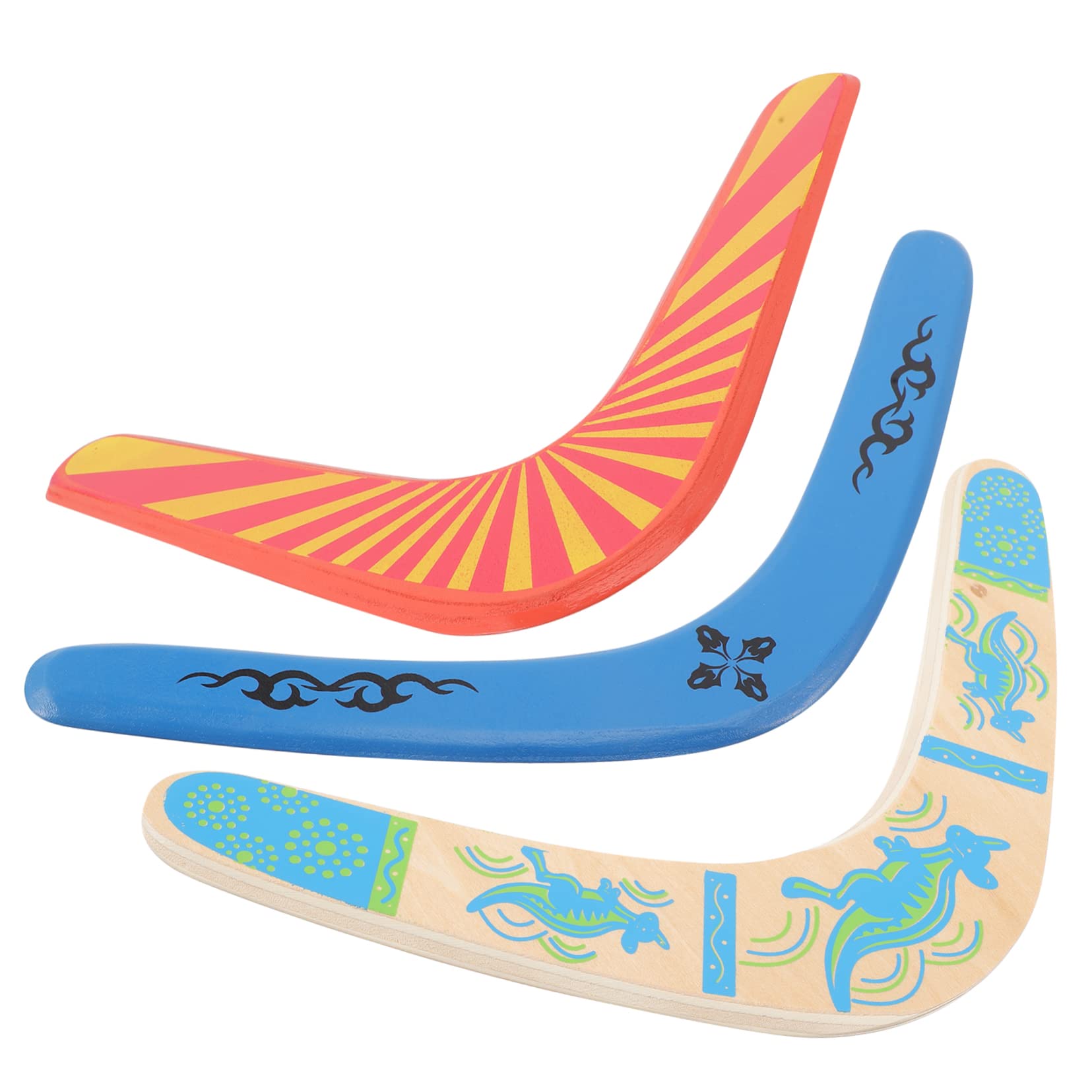 CIYODO 3-Piece Wooden Boomerang Set - Handcrafted Flying Sports Toy for Adults & Kids - Outdoor Throwing Game for Backyard, Park & Beach Activities - Fast Catch Mini Boomerang for Family Fun
