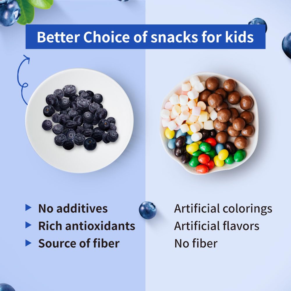 Premium Freeze Dried Blueberries - 100% Natural, Grade A Whole Dried Blueberries from Canada | Gluten Free, Vegan Healthy Snacks | Perfect for Camping, Hiking & On-the-Go Nutrition | 1.27oz (Pack of 2)