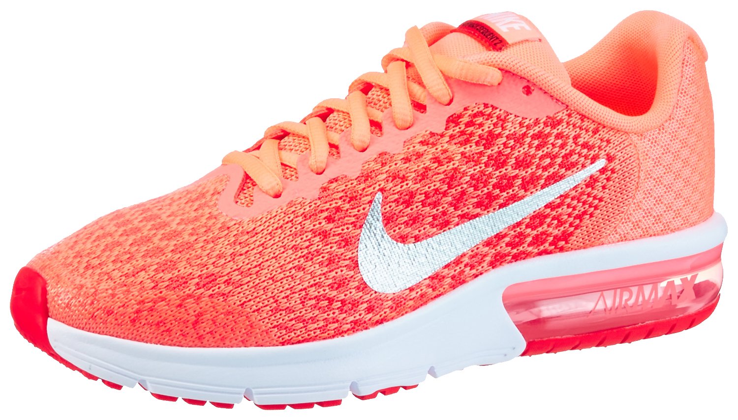 Nike Air Max Sequent 2 Big Kid Running Shoes for Girls - Lava Glow/Metallic Silver/Max Orange - Size 5 Youth | Comfortable Athletic Sneakers for School, Sports & Everyday Wear