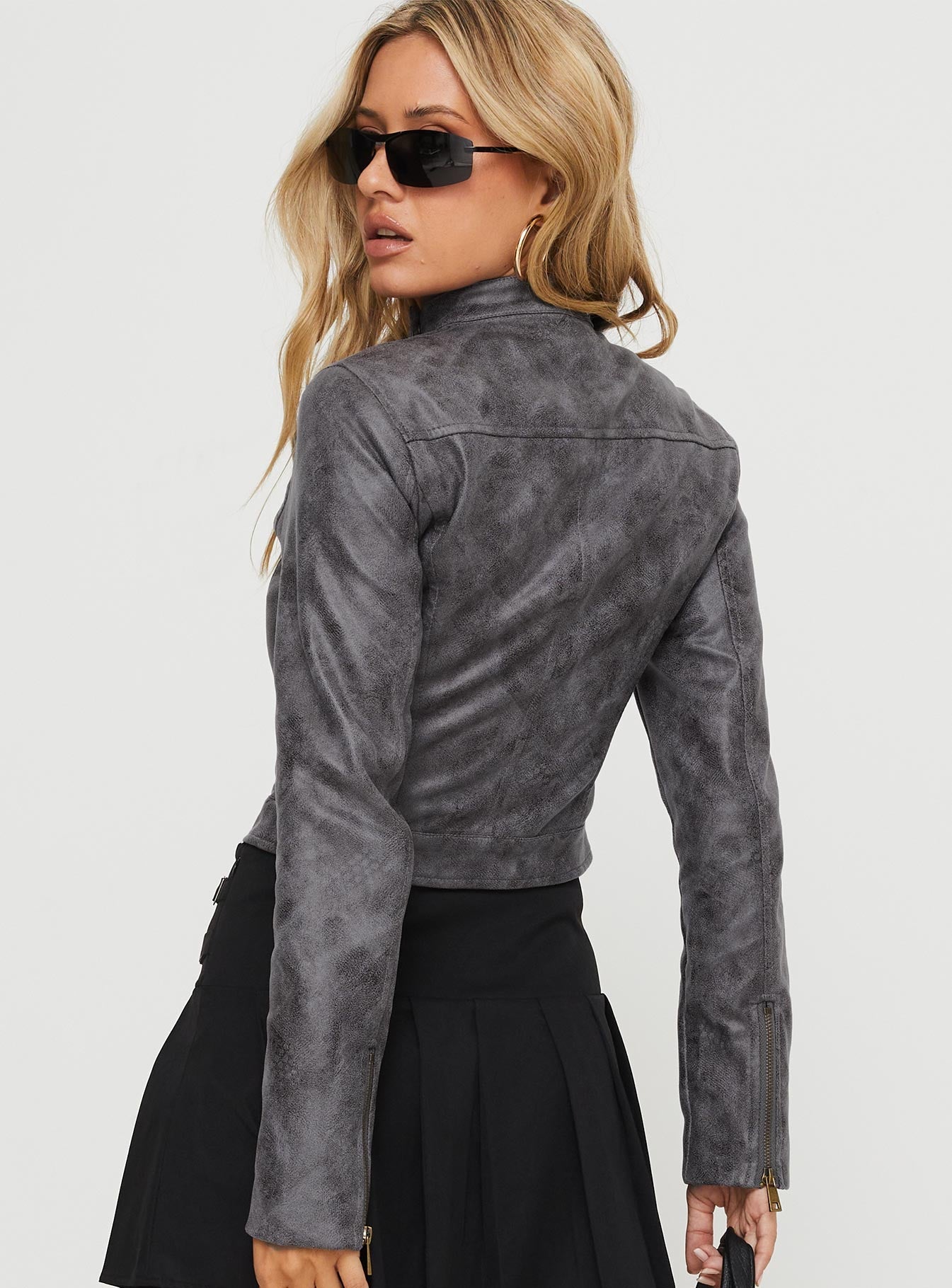 Bella Moto Jacket for Women - Stylish Charcoal Black Leather Motorcycle Jacket - Perfect for Riding, Fashion & Outdoor Activities