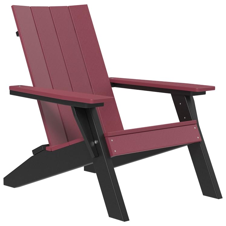 Premium Poly Lumber Urban Adirondack Chair - Cherrywood & Black - Weather-Resistant Outdoor Furniture for Patio, Garden & Poolside Relaxation