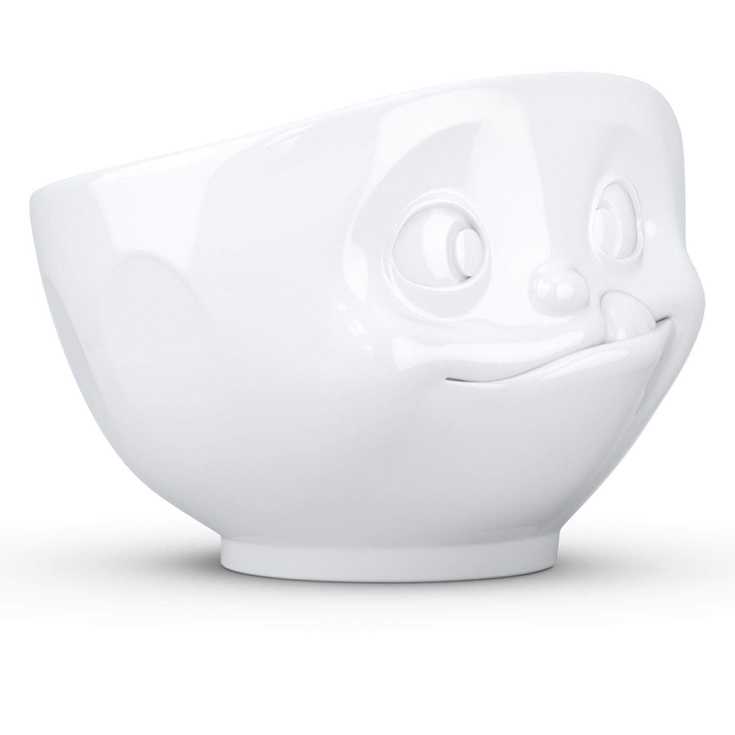 FIFTYEIGHT PRODUCTS Porcelain Cereal Bowl - 16 oz White Soup Bowl with Tasty Face Design - Durable Single Serving Dish for Breakfast, Soup, Salad & Dessert - Perfect for Home, Restaurant & Gifts