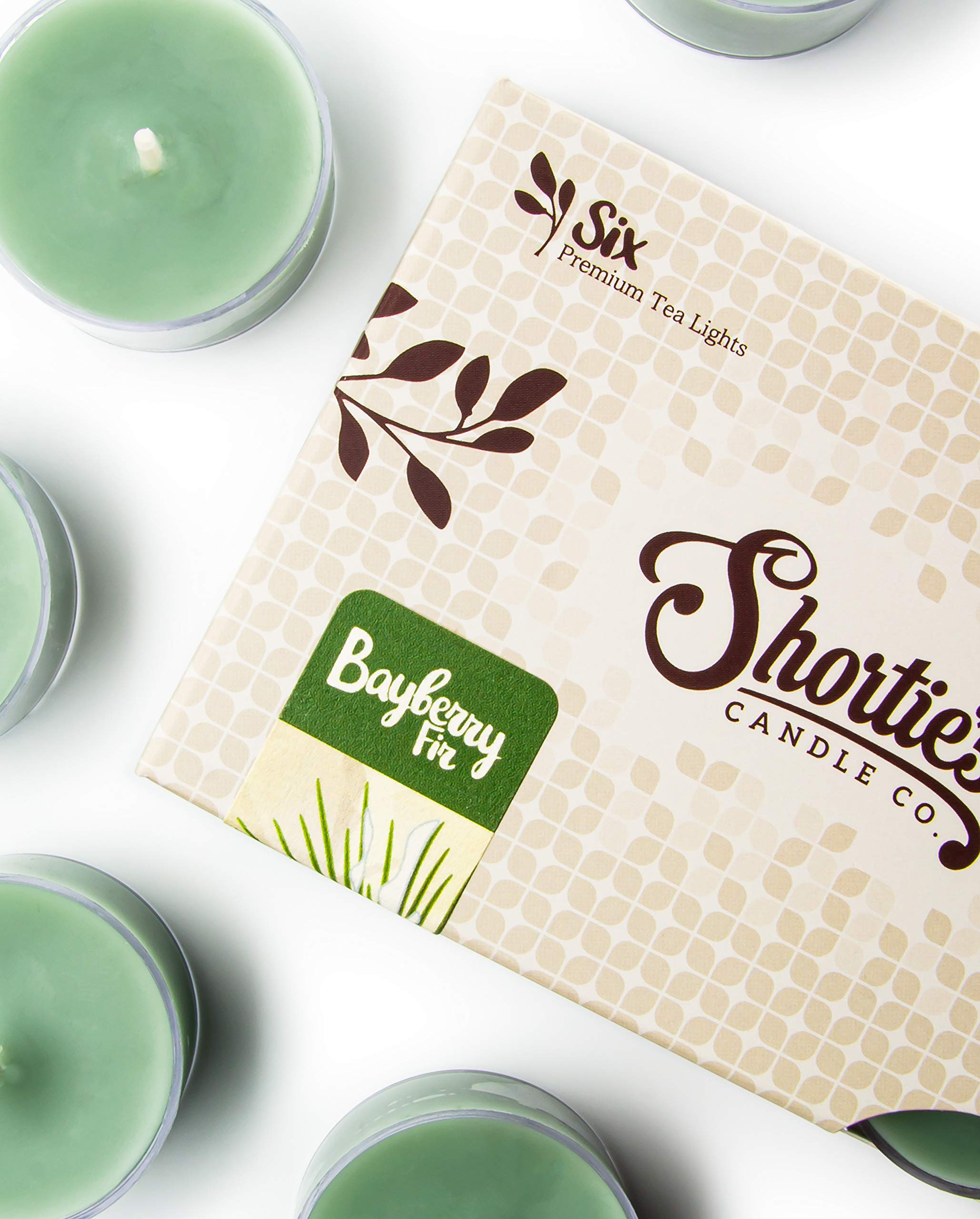 Bayberry Fir Premium Scented Tealight Candles - 6 Pack Essential Oil Infused Green Tea Lights - Handmade in USA - Christmas Holiday Decor, Home Fragrance & Relaxation Gifts