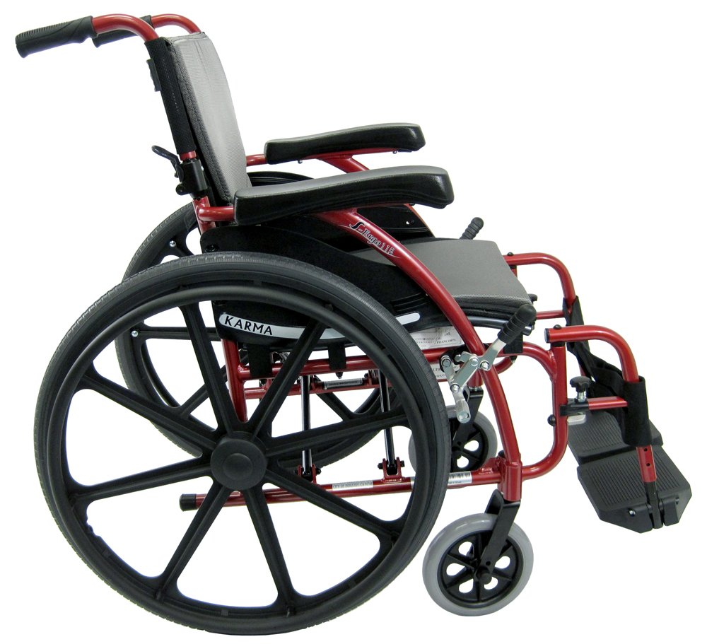 Karman Ergonomic Wheelchair with MAG Wheels - Lightweight & Foldable Mobility Aid, Rose Red, 16