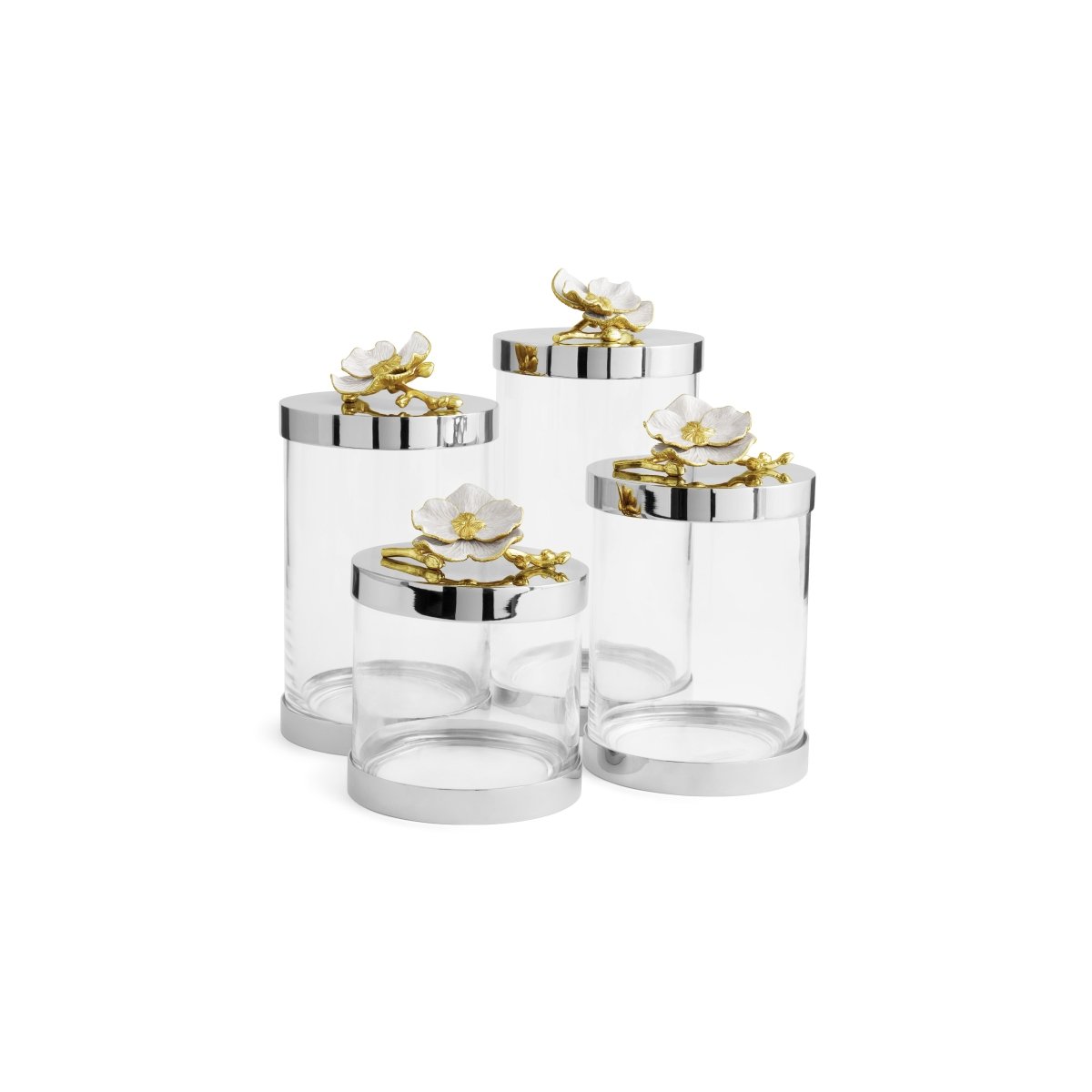 Premium Orchid Canisters Set - Elegant Glass Storage Jars for Tea, Coffee, Sugar & Spices - Perfect for Kitchen Organization & Home Decor
