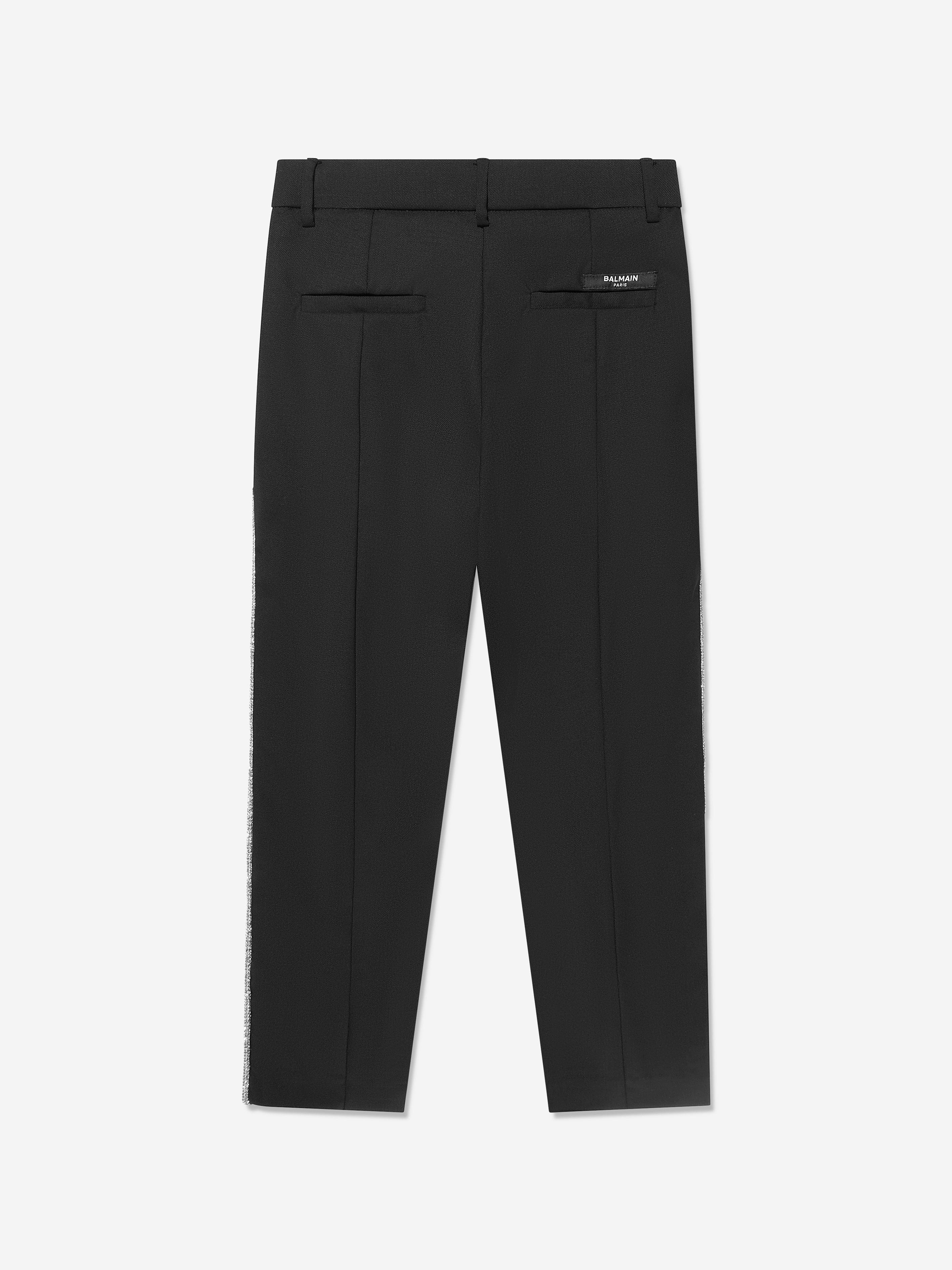Balmain Girls Black Wool Suit Pants - Elegant Formal Wear for School, Parties & Special Occasions