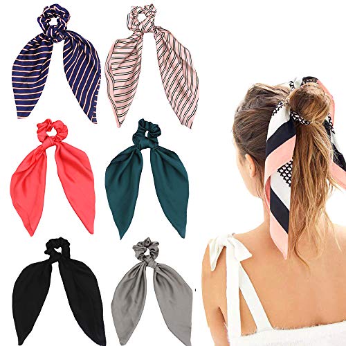 6 Pcs Stripes & Solid Colors Silk