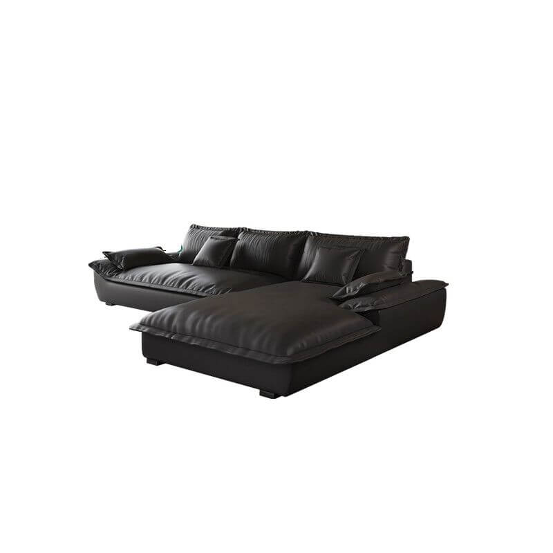 Modern L-Shaped Sectional Sofa with Chaise Lounge in Black - Sturdy Concealed Support - Perfect for Living Room, Home Theater, and Small Spaces