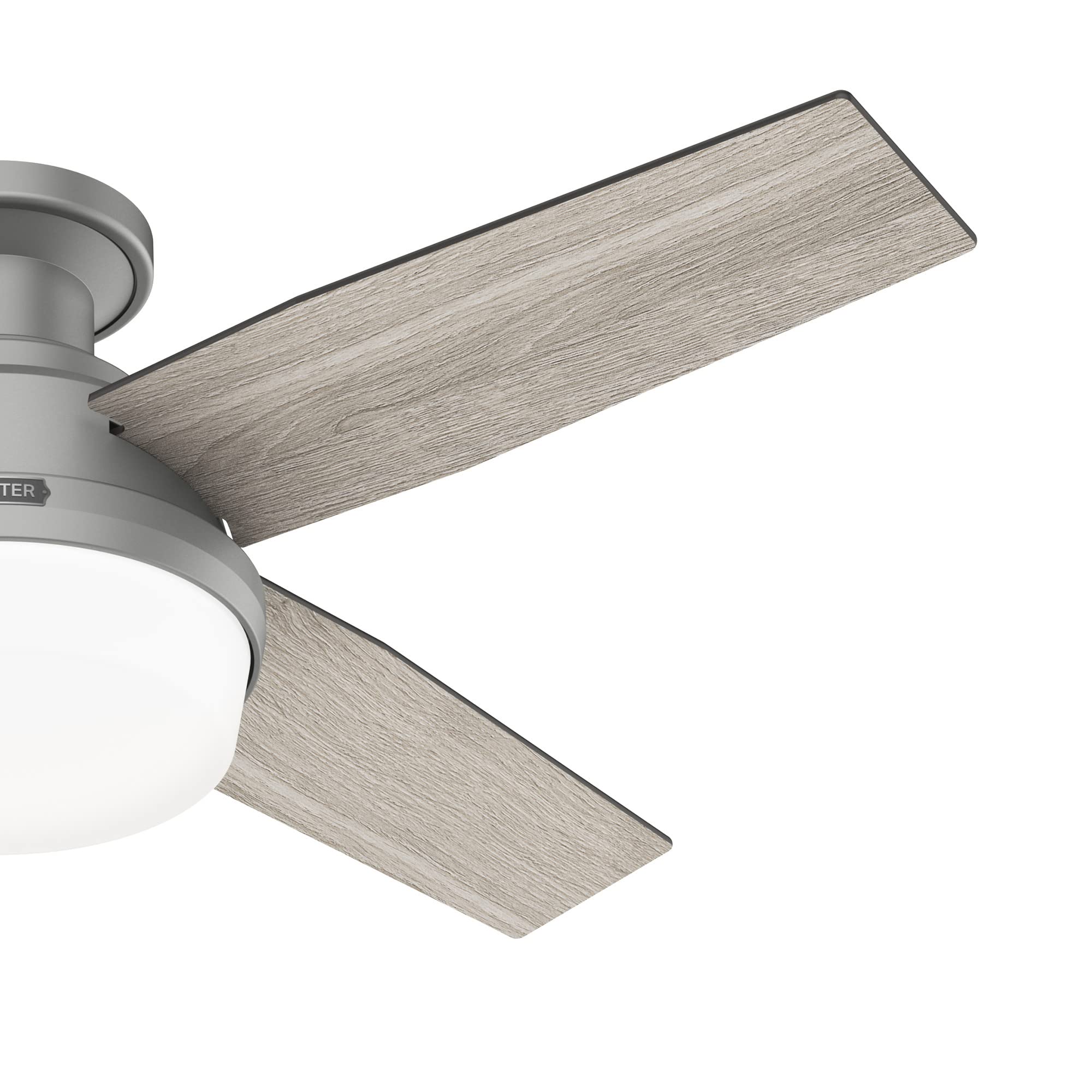 Hunter Fan Company 51757 Dempsey 44-Inch Indoor/Outdoor Ceiling Fan with Light Kit, Brushed Silver Finish - Perfect for Bedroom, Living Room, Patio & Covered Porches