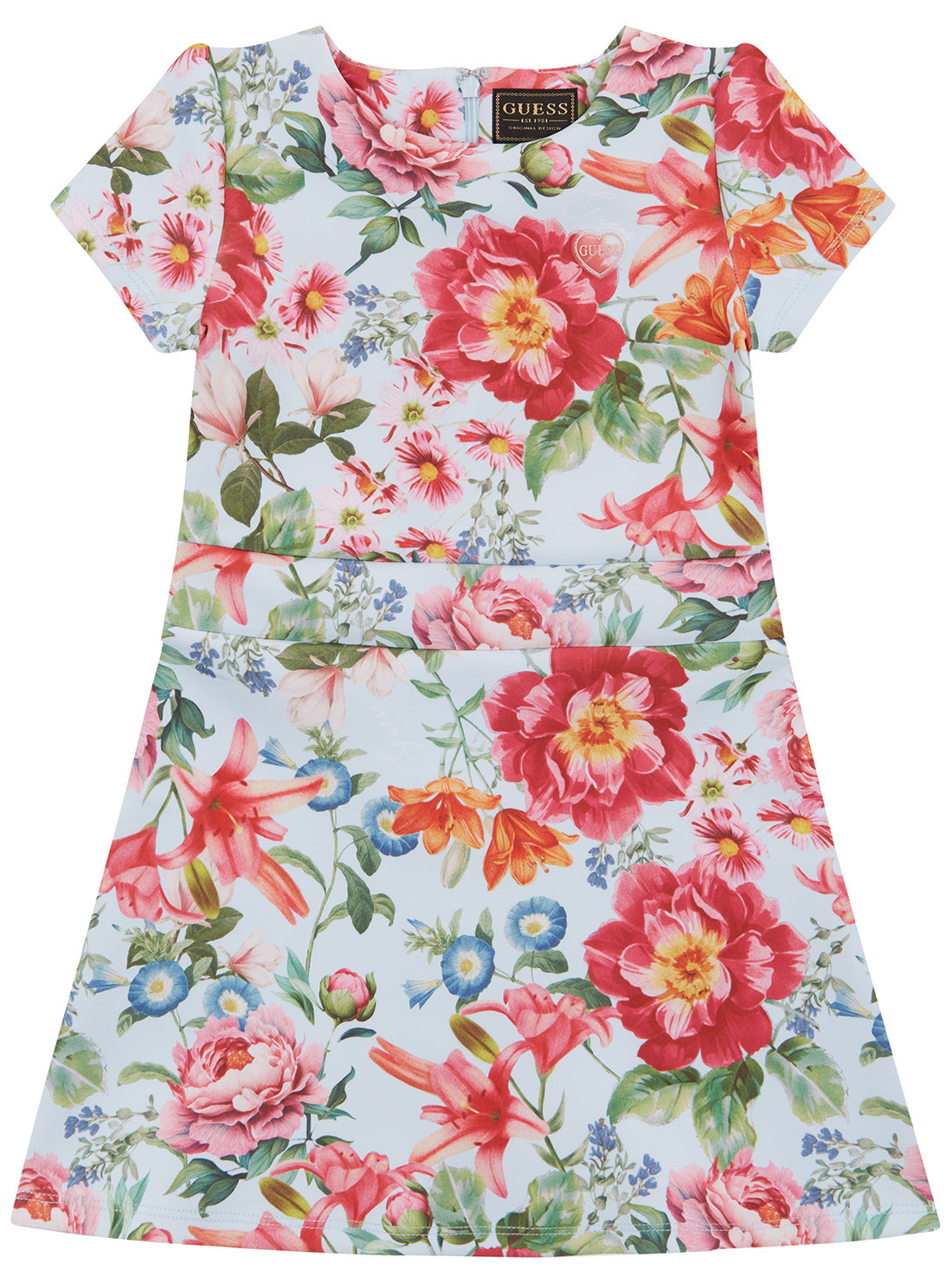 Floral Print Scuba Dress for Women - Stretchy Bodycon Midi Dress with Short Sleeves (Size 2-7) | Perfect for Summer Parties, Date Nights & Beach Vacations