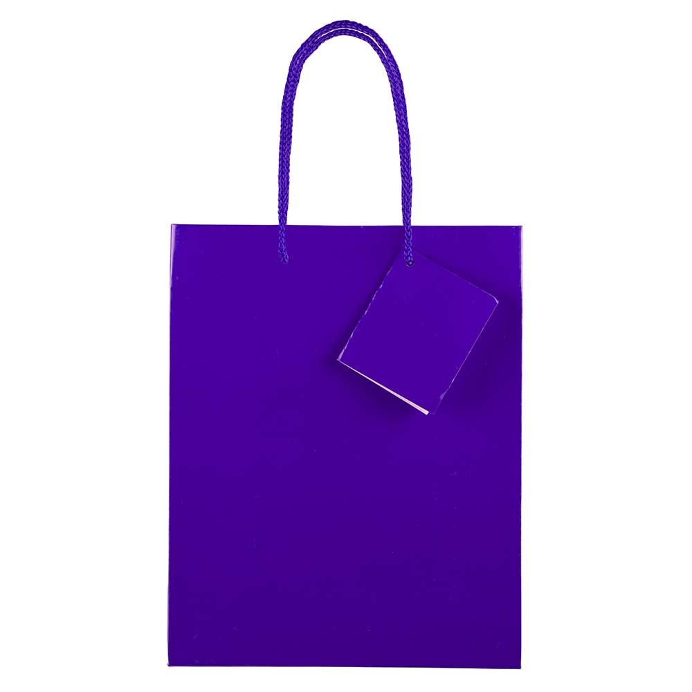 JAM Paper Glossy Purple Gift Bags with Rope Handles - 8x4x10 Inches Medium Size - Bulk Pack of 100 - Perfect for Birthday Parties, Weddings & Corporate Events