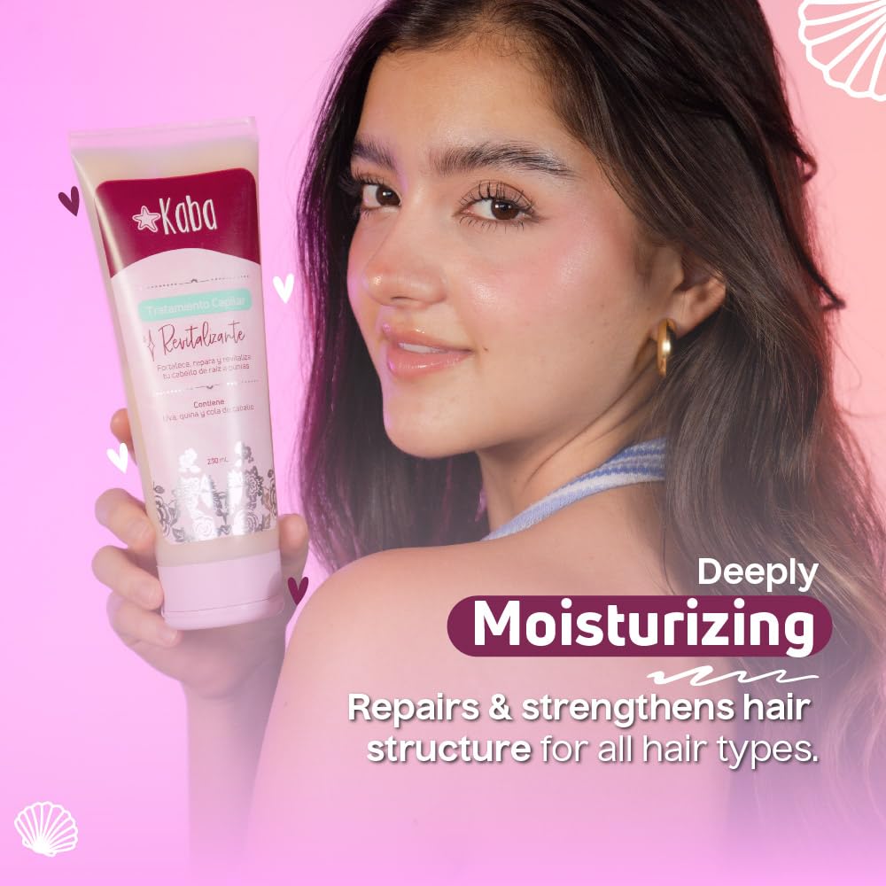 Kaba Revitalizing Hair Treatment with Grapes, Cinchona & Horsetail Extract - Thickening, Moisturizing & Restoring Hair Mask for Fuller Hair (7.8 Oz) - Perfect for Damaged, Dry & Thin Hair Care Routine