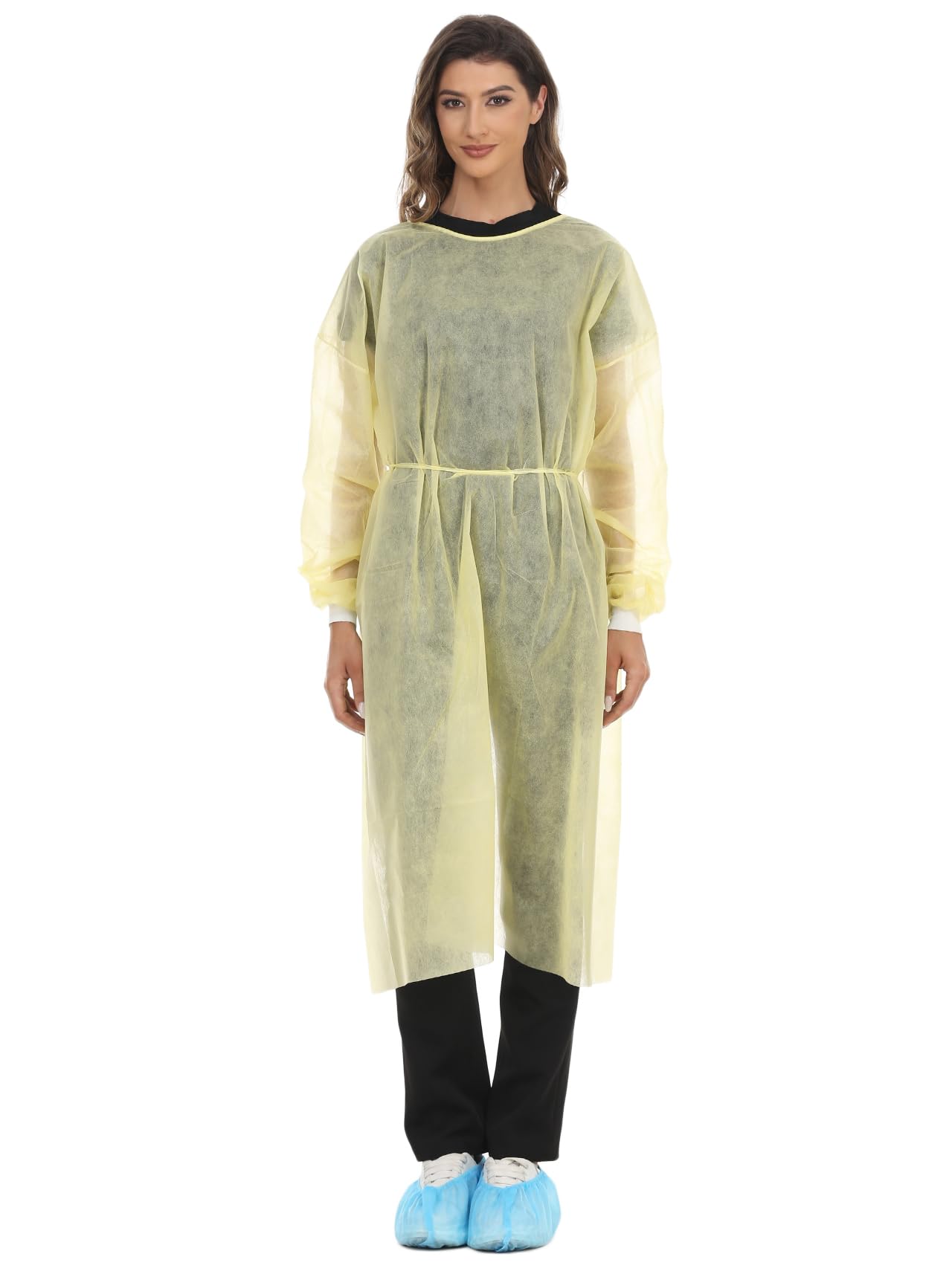 Disposable Isolation Gown - Polypropylene Medical Gowns with Elastic Knit Cuff & Long Sleeves - Waterproof PPE for Hospitals, Clinics & Home Care (50-Pack) - Ideal for Healthcare Workers, Nursing Homes & Pandemic Protection