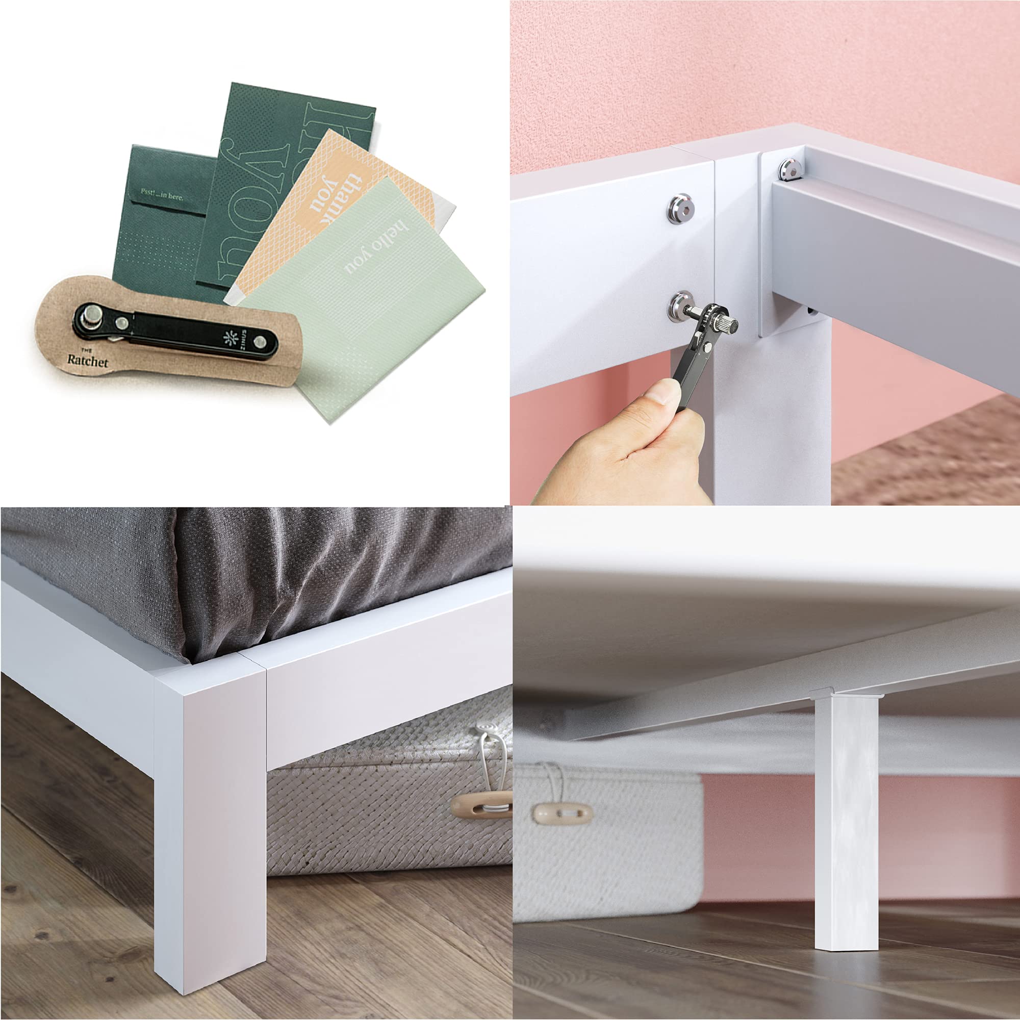 ZINUS White Full Metal Platform Bed Frame - Easy Assembly for Bedroom