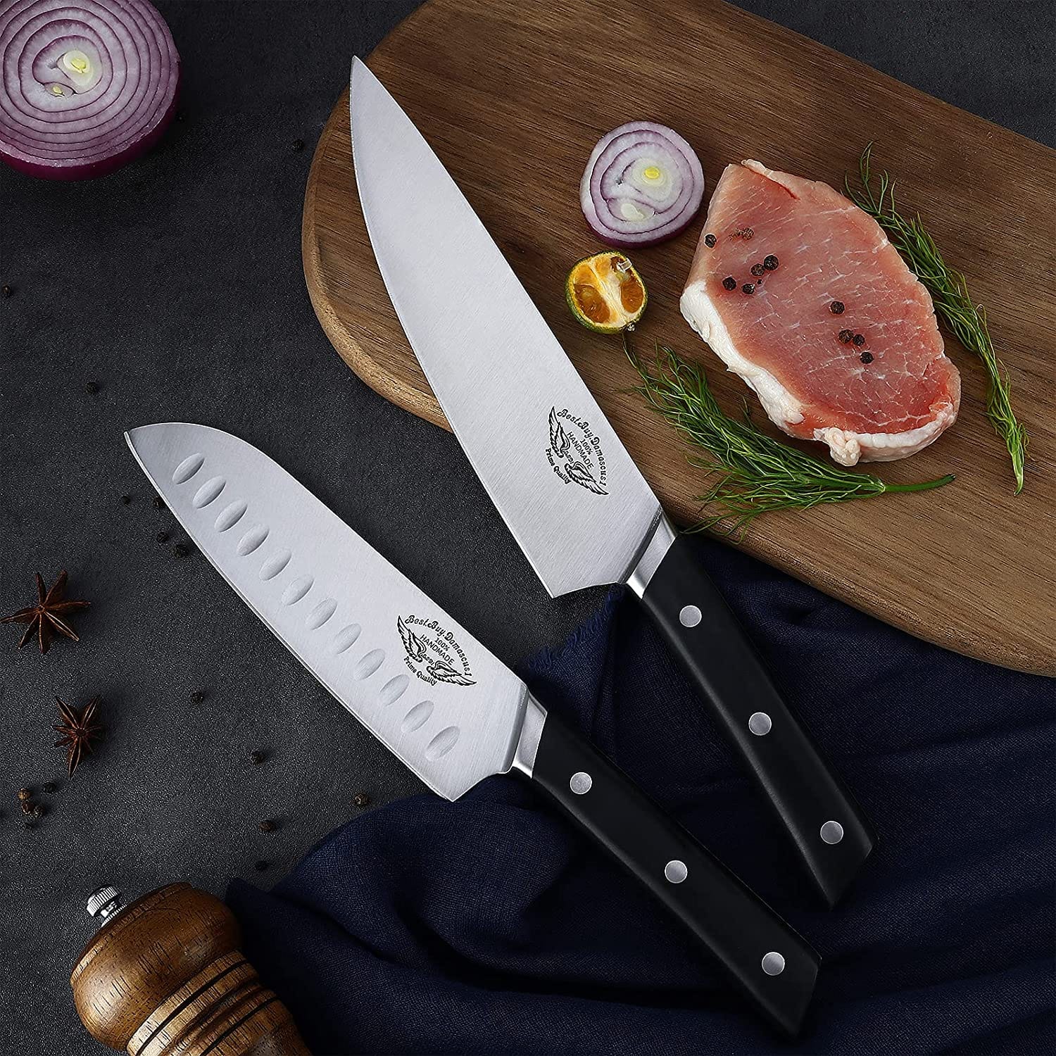 Premium 7-Piece Knife Block Set - High-Quality Stainless Steel Kitchen Knives with Wooden Holder - Perfect for Home Cooking, Professional Chefs & Gift Giving