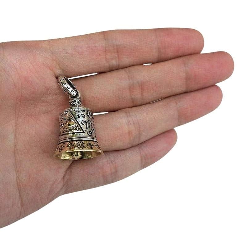 Eye of God Sterling Silver Bell Pendant Necklace - Spiritual Protection Jewelry for Women & Men - Perfect for Meditation, Gifts & Everyday Wear